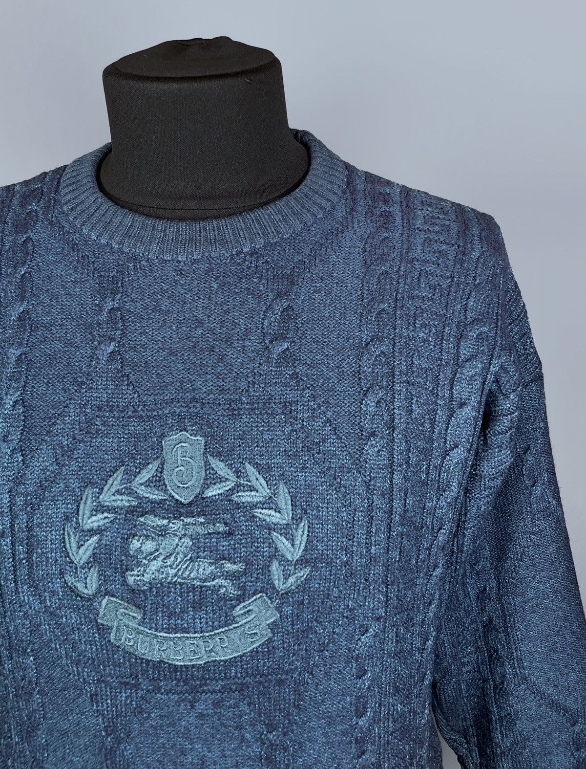 Burberry Vintage Burberry Wool Embroidered Logo Crew Knit Sweater L Size US L / EU 52-54 / 3 - 6 Thumbnail