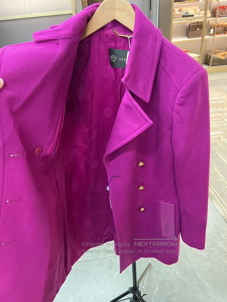 Versace Versace Rose red woolen coat Size XS / US 0-2 / IT 36-38 - 3 Thumbnail