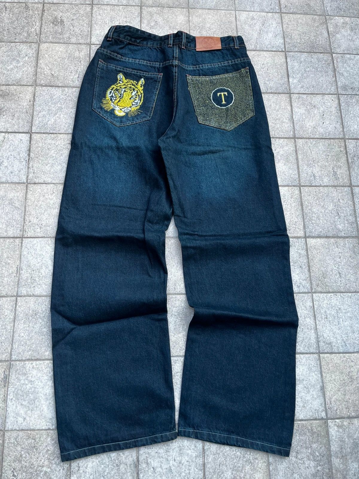 JNCO Beautiful Tiger Embroidery Baggy Jeans Size US 32 / EU 48 - 3 Thumbnail