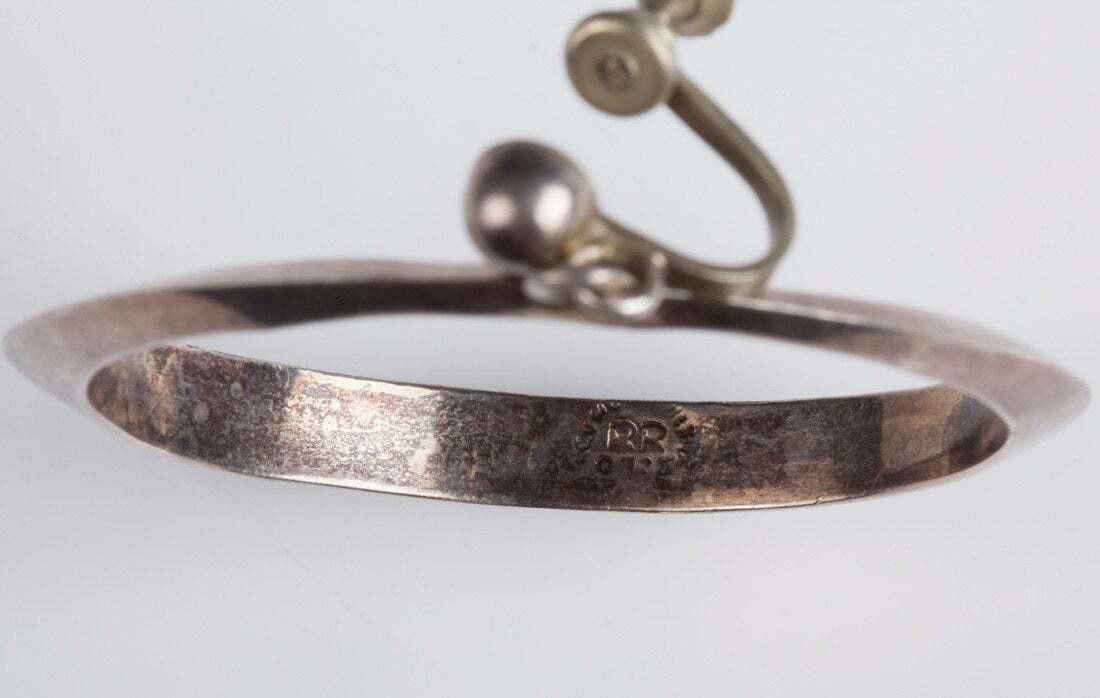 Handmade Mexican Sterling Silver Dangle Hoop Earrings Size ONE SIZE - 5 Thumbnail