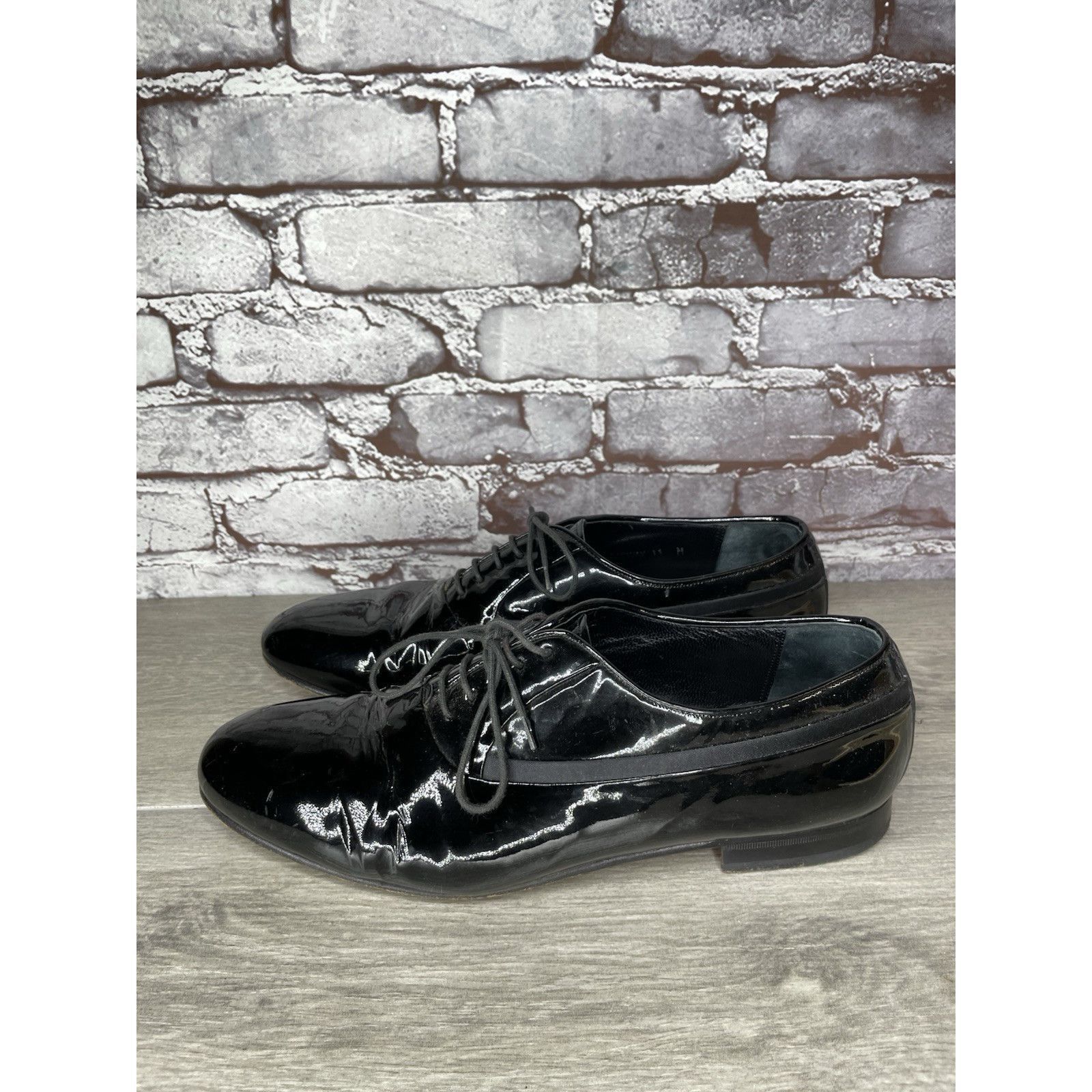Mezlan Mezlan Broadway Black Patent Leather Tuxedo Oxfords Dress Sh Size US 11 / EU 44 - 22 Thumbnail