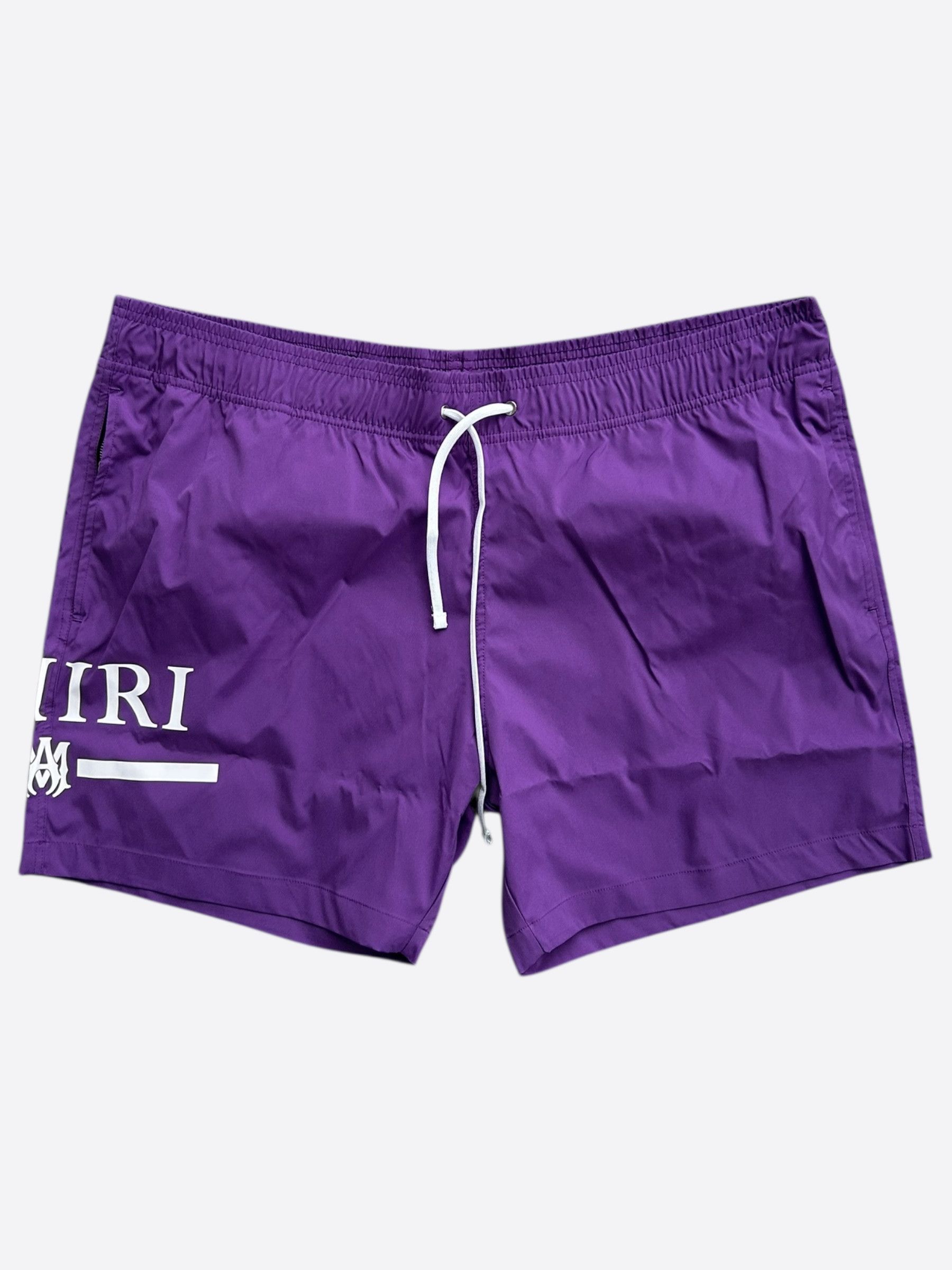 Amiri Amiri Purple & White MA Bar Logo Swimshorts Size US 40 / EU 56 - 1 Thumbnail