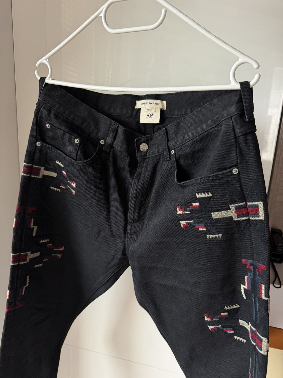 Isabel Marant Isabel Marant x H&M Embroidered Western Black Denim Jeans Size US 33 - 4 Thumbnail