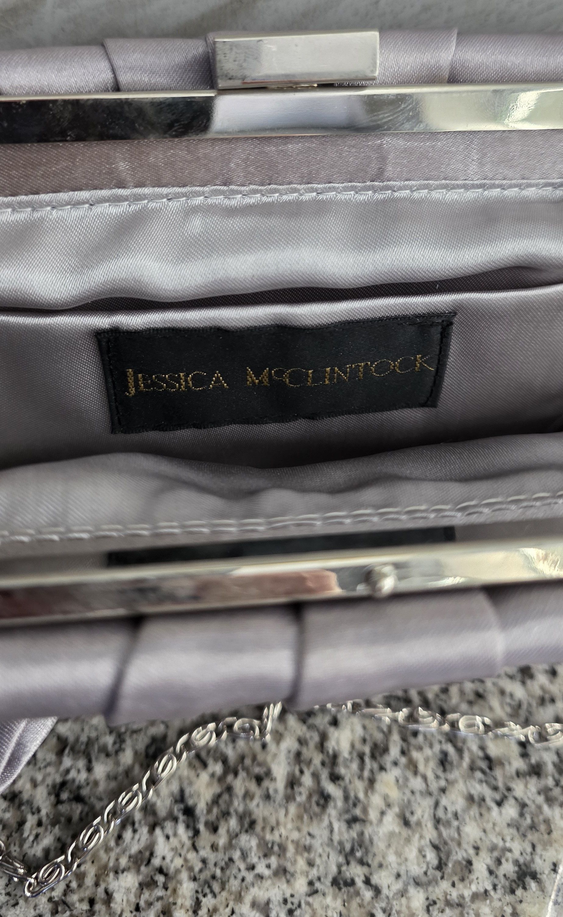 Jessica McClintock Jessica McClintock Silver Rose Flower Satin Clutch Bag Size ONE SIZE - 3 Thumbnail