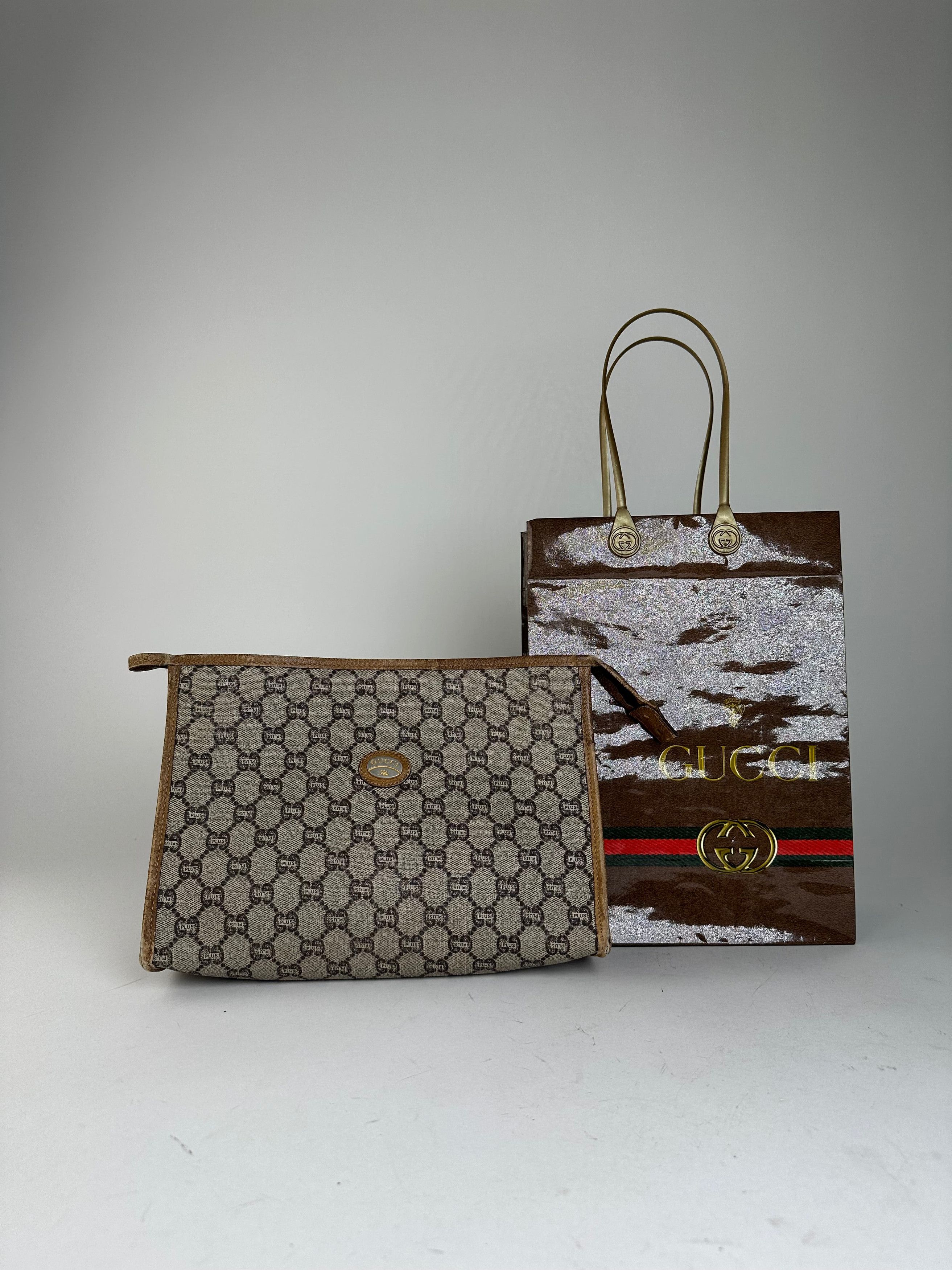 Gucci Vintage GG Plus Canvas Clutch Beige Size ONE SIZE - 1 Thumbnail