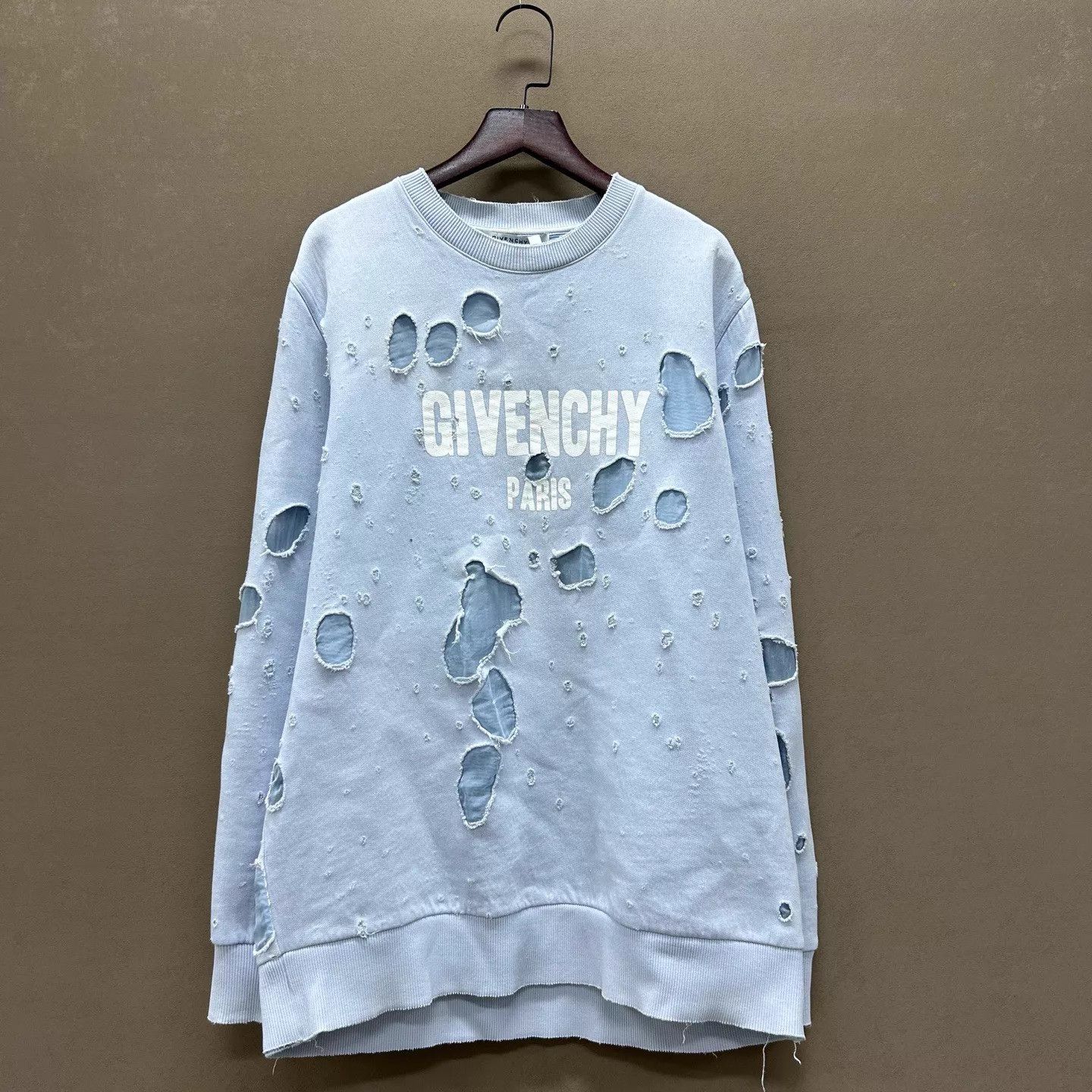 Givenchy Givenchy Muted Blue Ripped Logo Hoodie M 99 New Size M / US 6-8 / IT 42-44 - 1 Thumbnail
