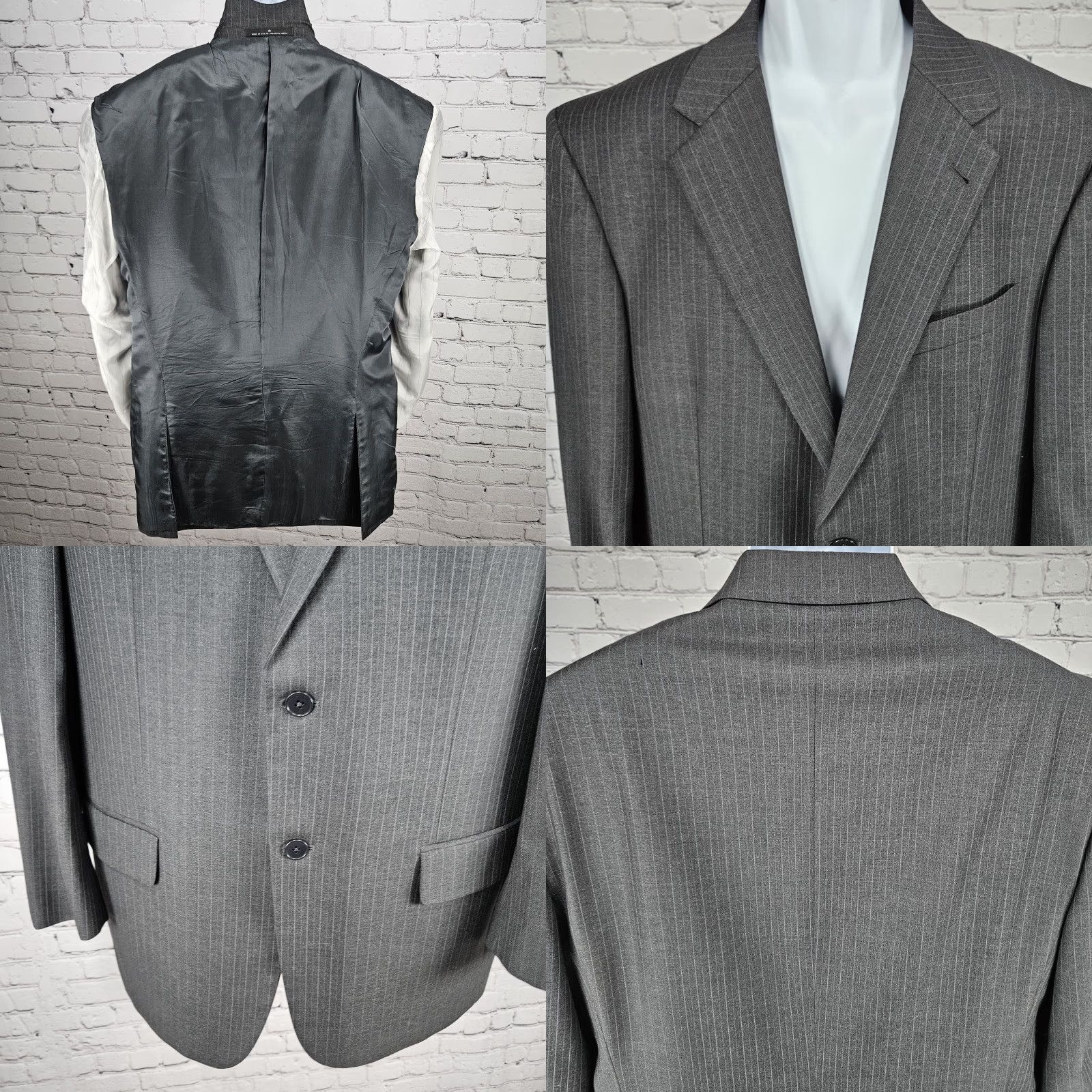 Joseph Abboud Joseph Abboud Black Label Grey 100% Wool 2 Button Blazer USA 40R Size 40R - 8 Thumbnail