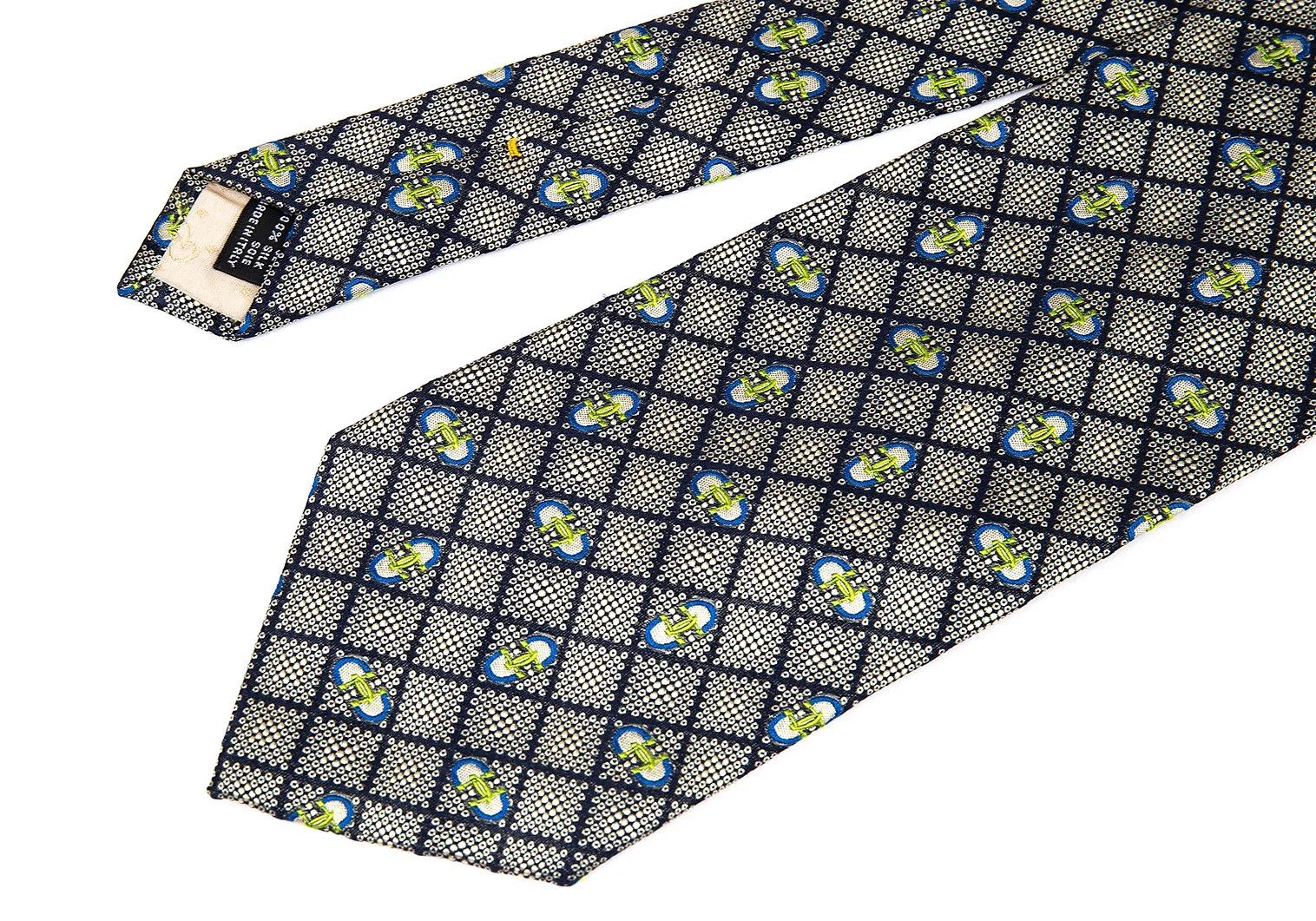 Gucci Silk Jacquard Tie in Beige and Navy Size ONE SIZE - 4 Thumbnail
