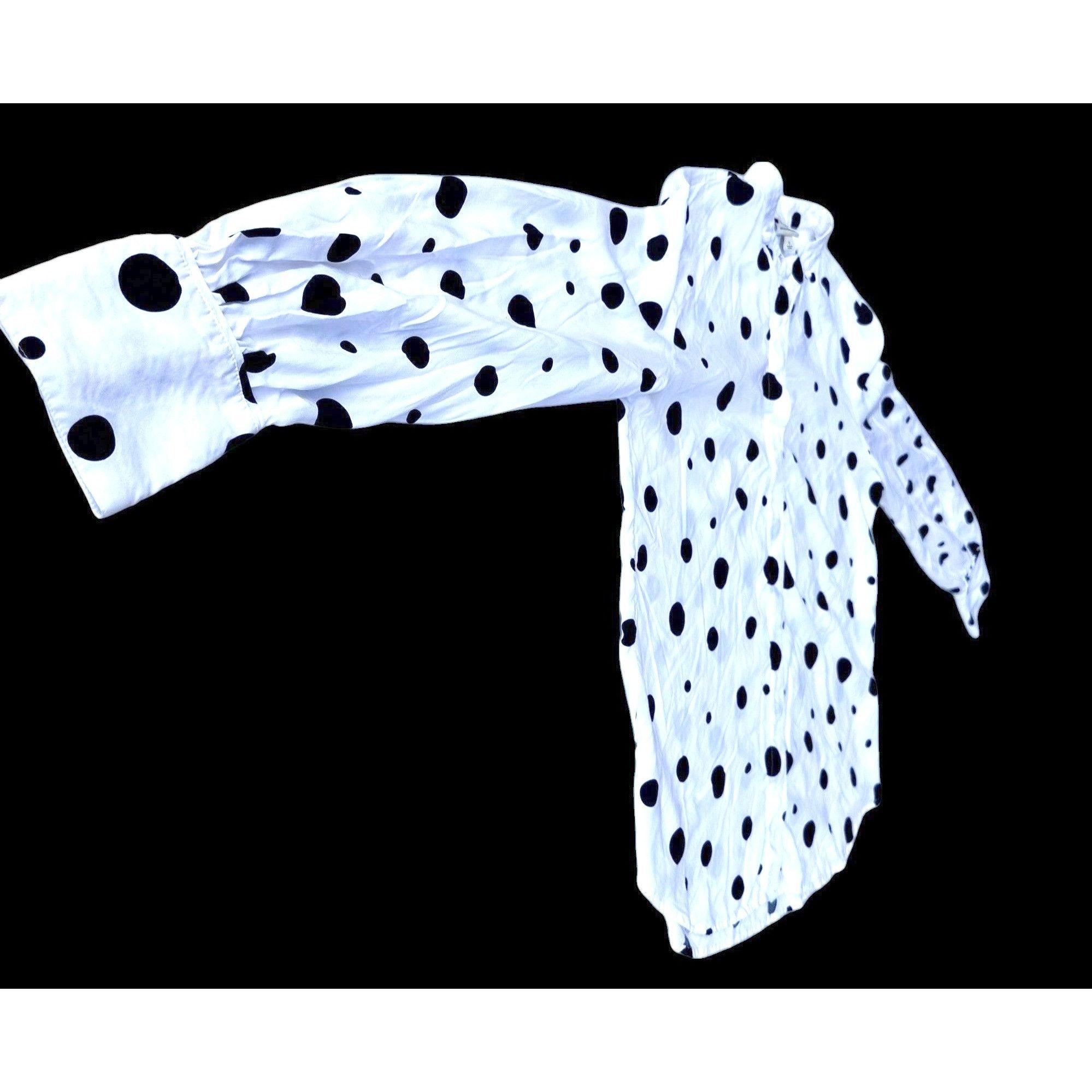Designer × Vintage Adriano Goldschmied Shirt Sz S White Black Dots Modal Collar Size S / US 4 / IT 40 - 6 Thumbnail