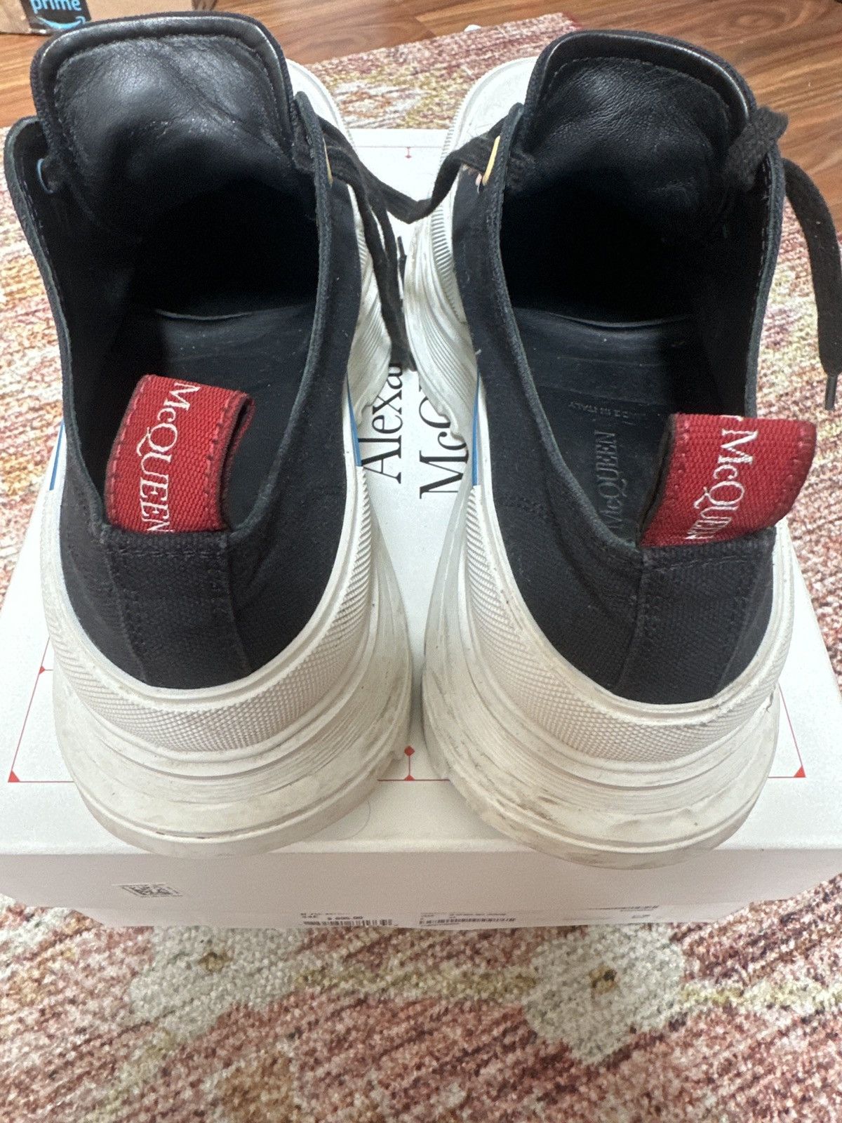 Alexander McQueen Men Alexander McQueen White Black Blue Tread Slick Sneaker Size US 11 / EU 44 - 12 Thumbnail