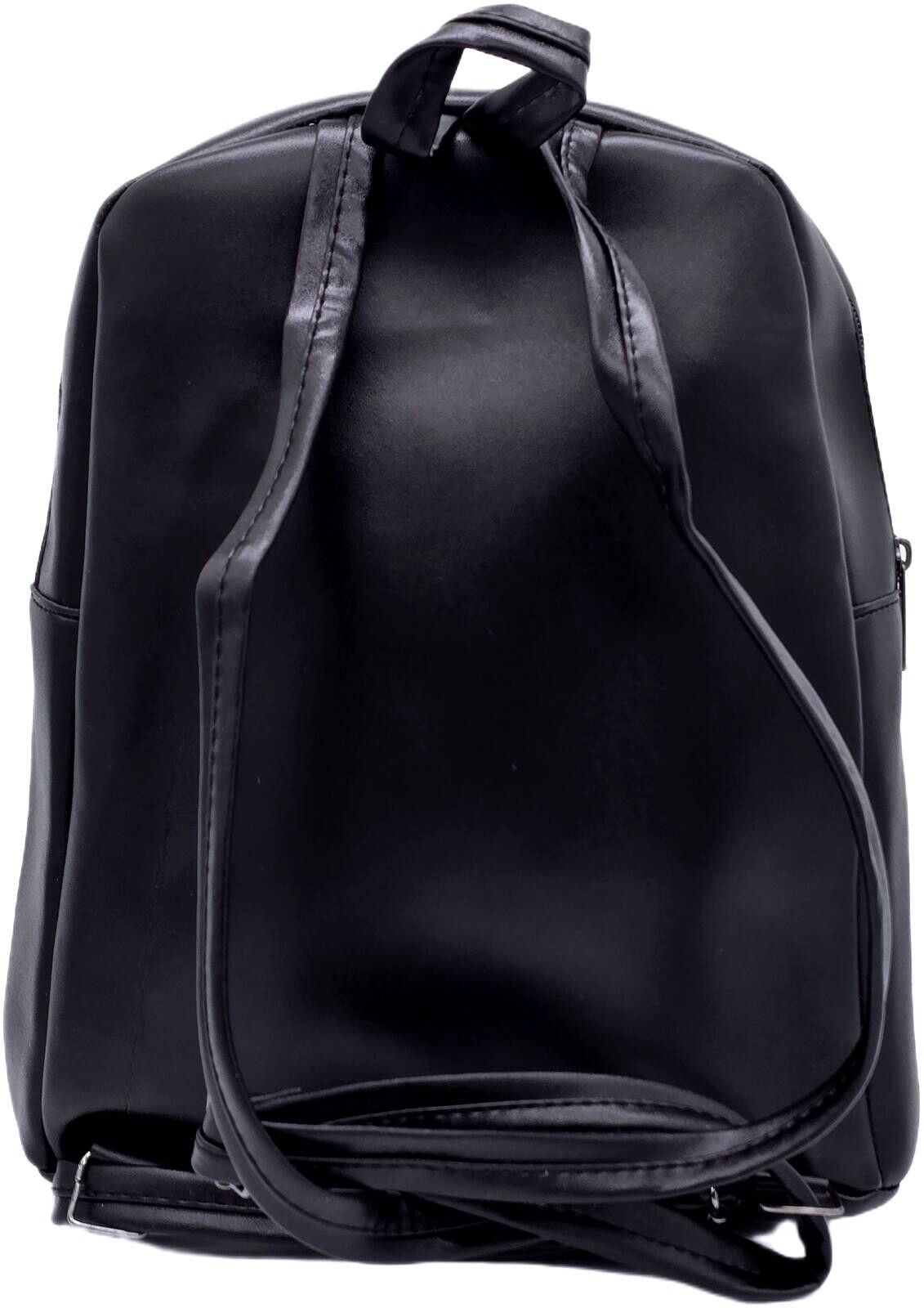 Genetic Manipulation Shinichiro Kuriya Black Faux Leather Backpack with Front Zipper Pocket and Key Size ONE SIZE - 3 Thumbnail