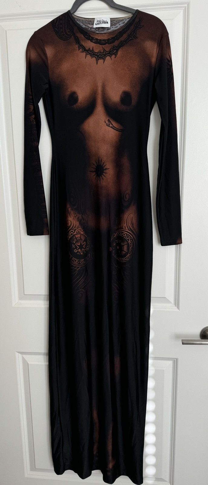 Jean Paul Gaultier Jean Paul Gautier The Long Ebony Body Tattoo Dress Dark Nude Size S / US 4 / IT 40 - 5 Thumbnail