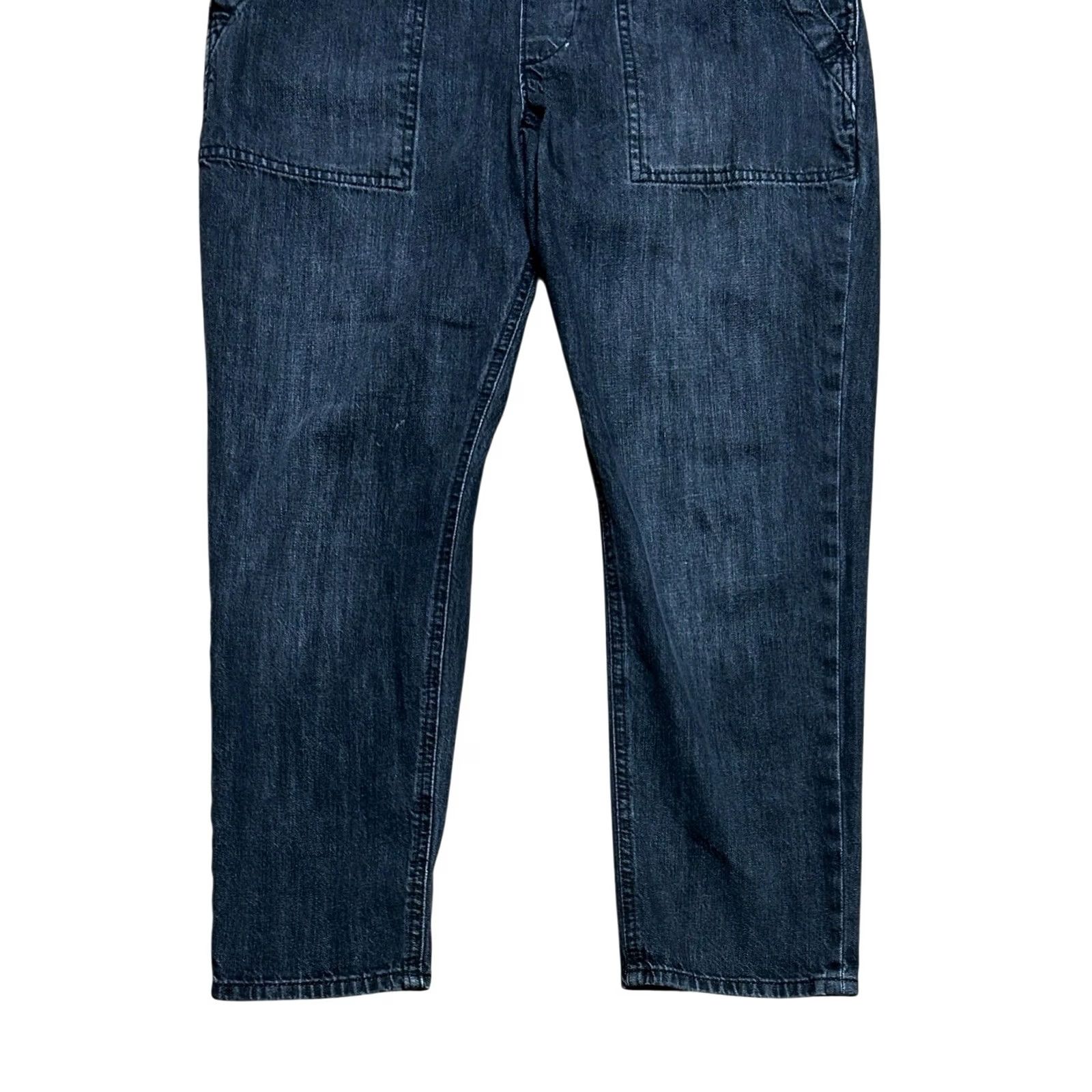 Gap GAP Overalls Crop Slouch Bib Women's Medium Black/Gray Denim Jeans 90s Casual Straight Leg Pockets Adjustable Waist 100% Cotton Blue Gray Size 32" / US 10 / IT 46 - 4 Thumbnail