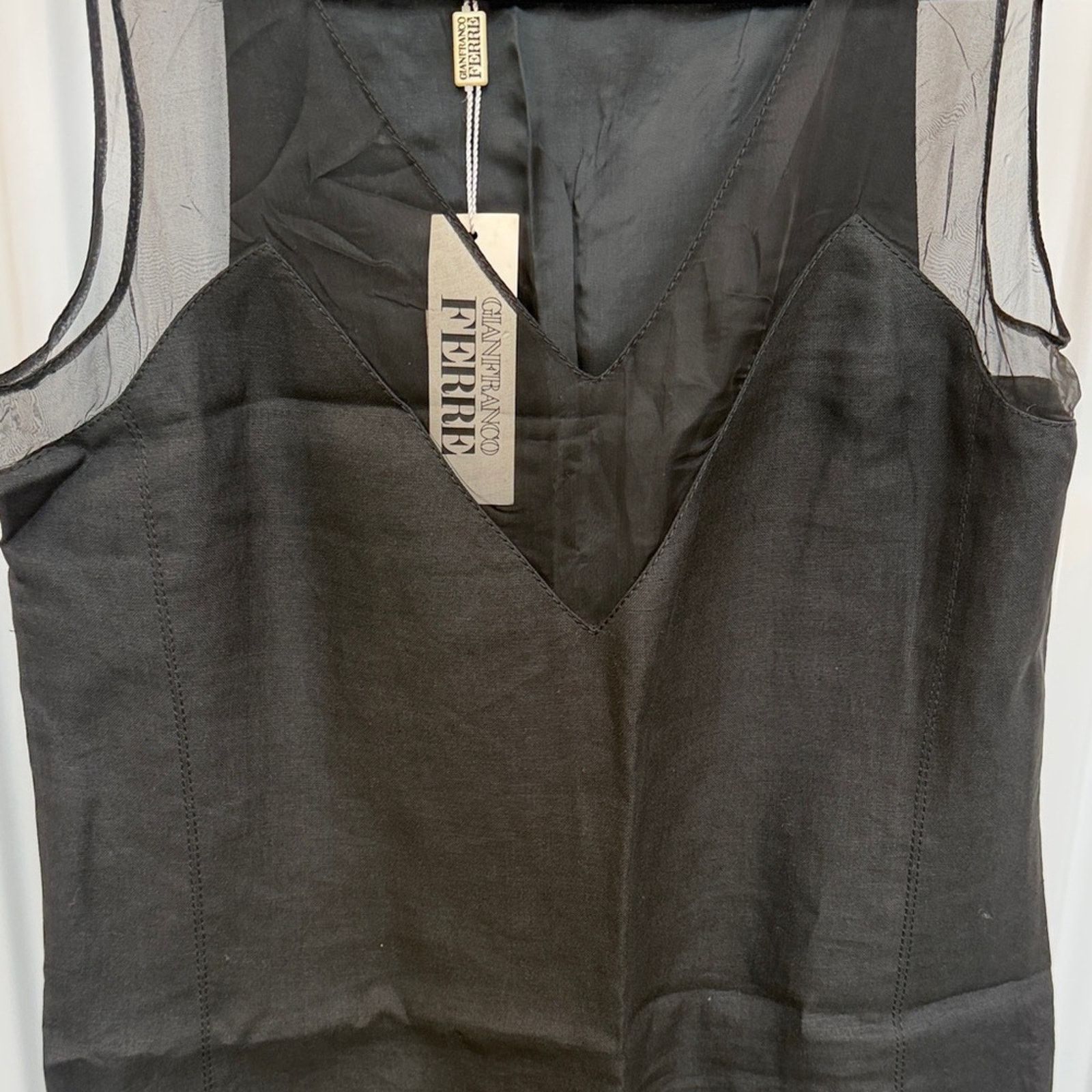 Gianfranco Ferre Gianfranco Ferre Black shift Dress with Sheer Accents 12 Size XL / US 12-14 / IT 48-50 - 3 Thumbnail