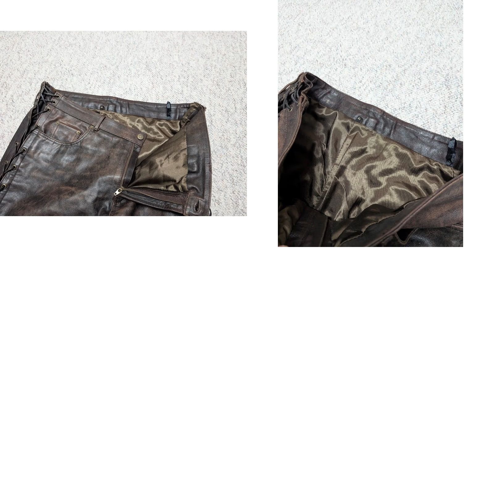 Vintage VINTAGE motorcycle pants cowhide leather 40x30 brown Western jeans Mens Size US 40 / EU 56 - 8 Thumbnail