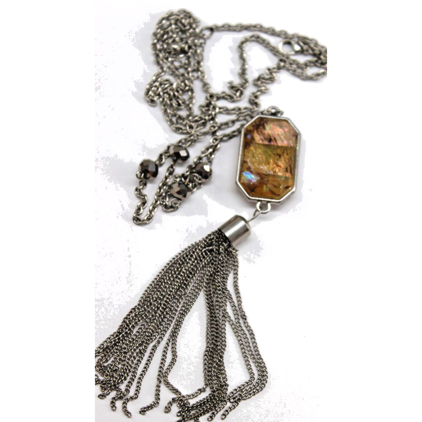Other Vtg 42" Long Flapper Necklace Pendant Tassel Beads Size ONE SIZE - 1 Thumbnail