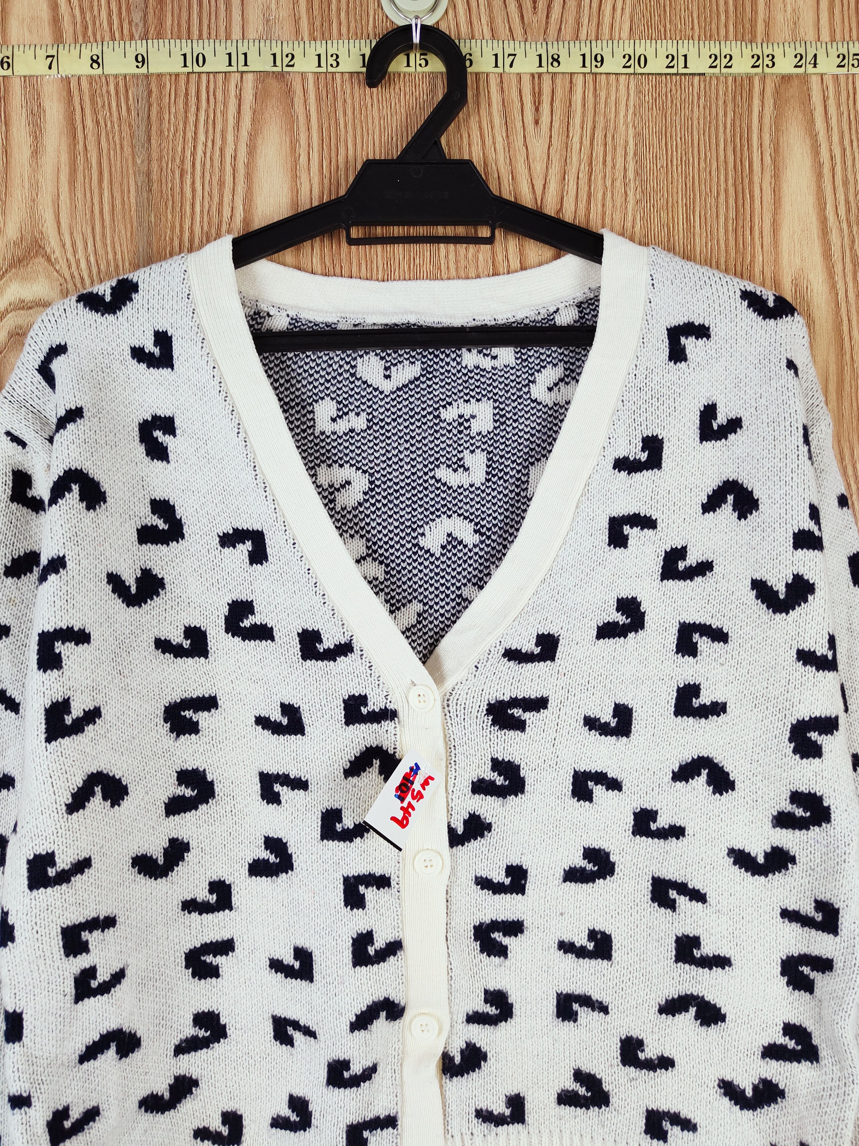 Homespun Knitwear × Japanese Brand Japan leopard tiger design Ivory Knitwear Cardigan #W549 Size S / US 4 / IT 40 - 2 Thumbnail