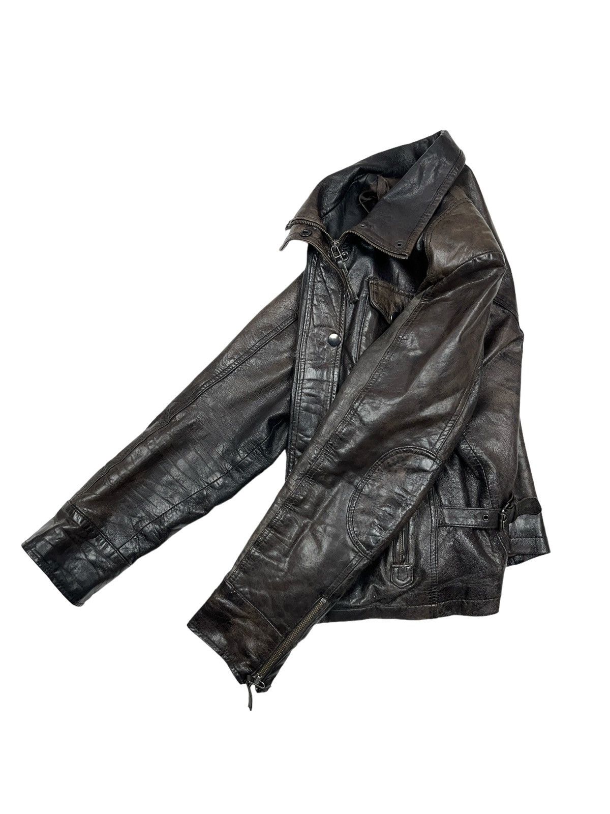 Other Archival Brown Faded Leather Jacket Avant Garde Japanese Size M / US 6-8 / IT 42-44 - 10 Thumbnail
