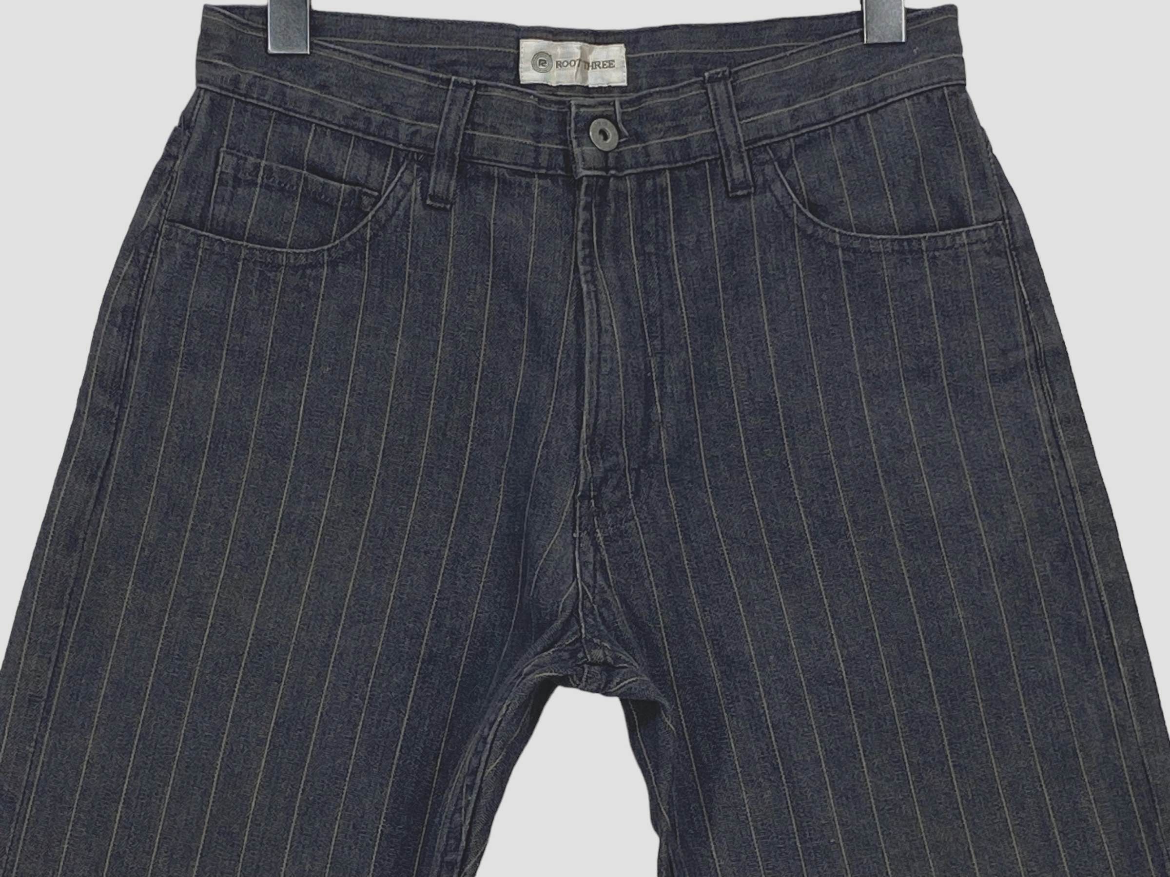 Japanese Brand Root Three Jeans Stripes Hickory Skateboard Pants Size US 29 - 3 Thumbnail