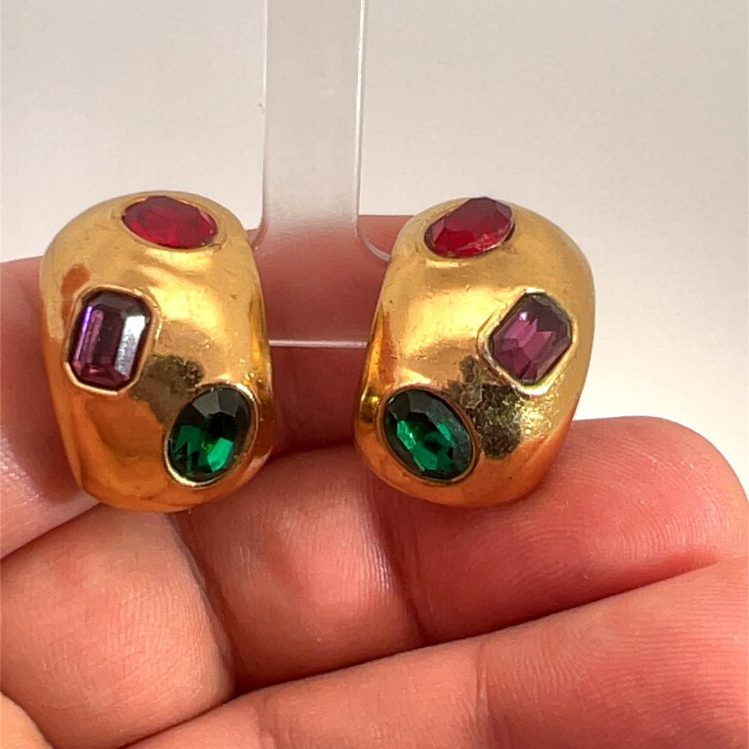 & Other Stories Ciner Moghul India Large Gripoix Gold Clip Earrings Size ONE SIZE - 2 Thumbnail