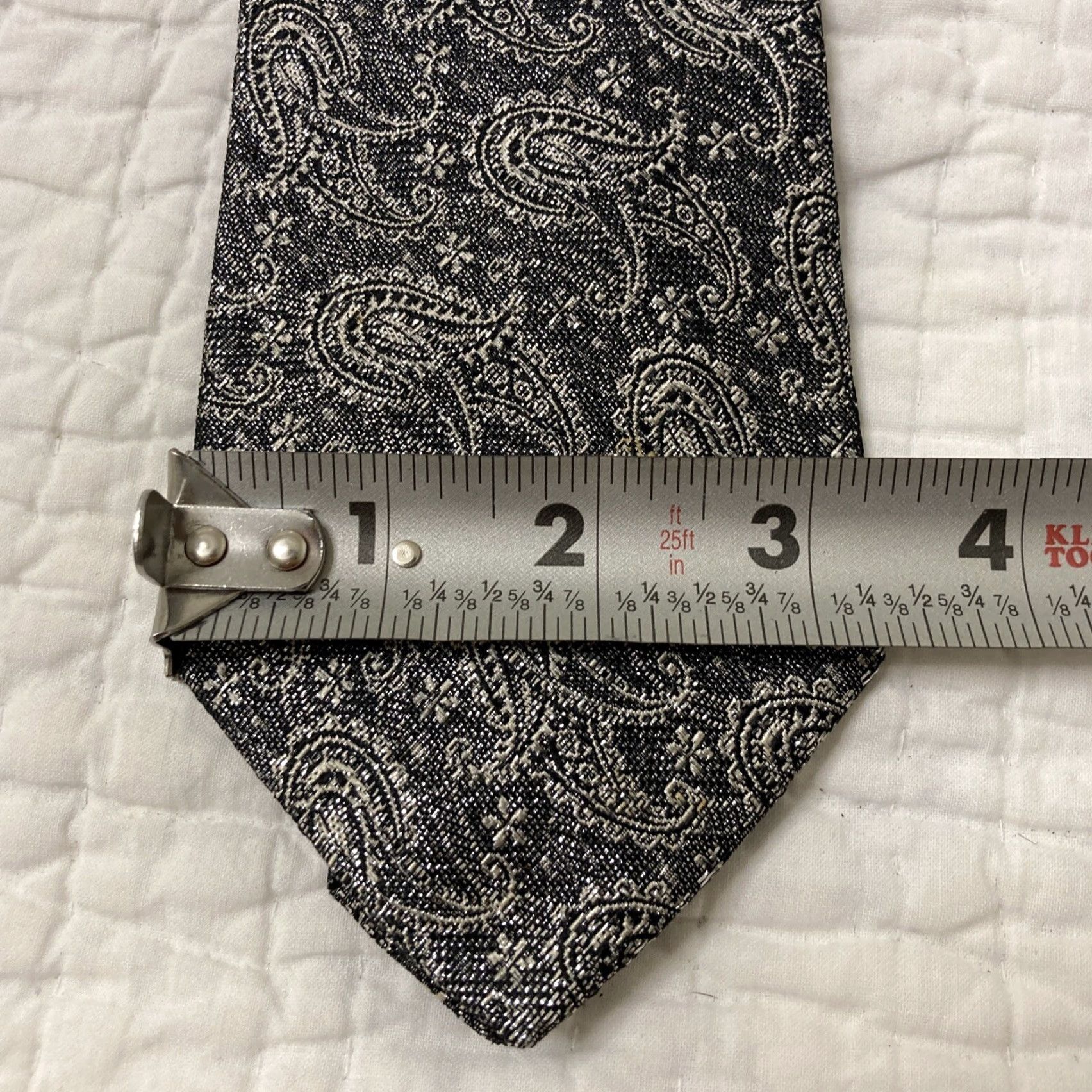 Versace VINTAGE Gianni Versace Paisley Tie Men Silk Made in italy Fashion Designer Classic 57"-60" Silver Mens Size ONE SIZE - 7 Thumbnail