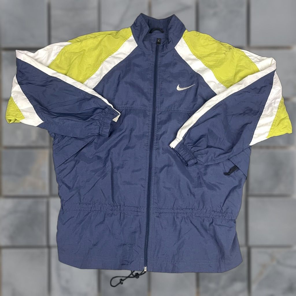 Nike VINTAGE Nike Windbreaker Jacket Mens Large Blue 90s Swoosh Check Coat Size US L / EU 52-54 / 3 - 1 Thumbnail