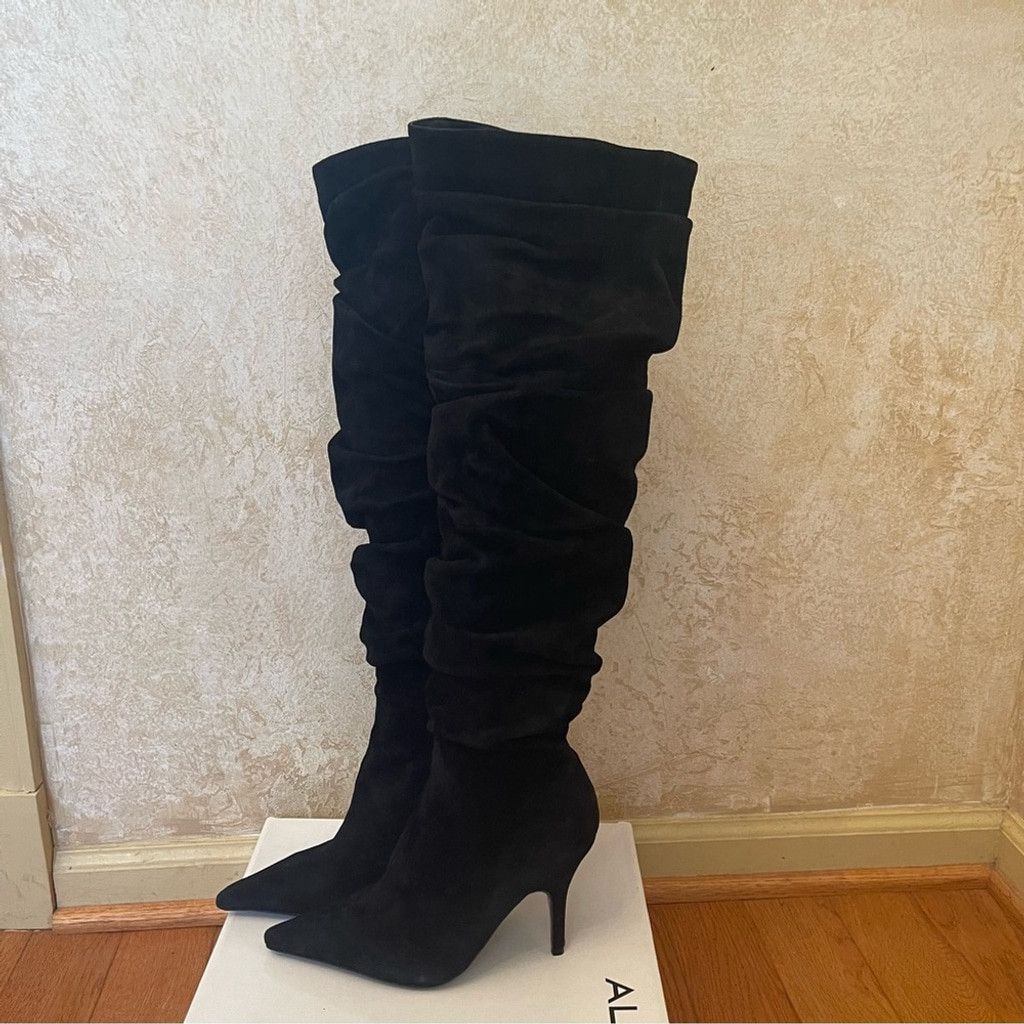 Aldo ALDO Yolando Black Suede over the knee high heels boots 37 Size US 8 / IT 38 - 5 Thumbnail