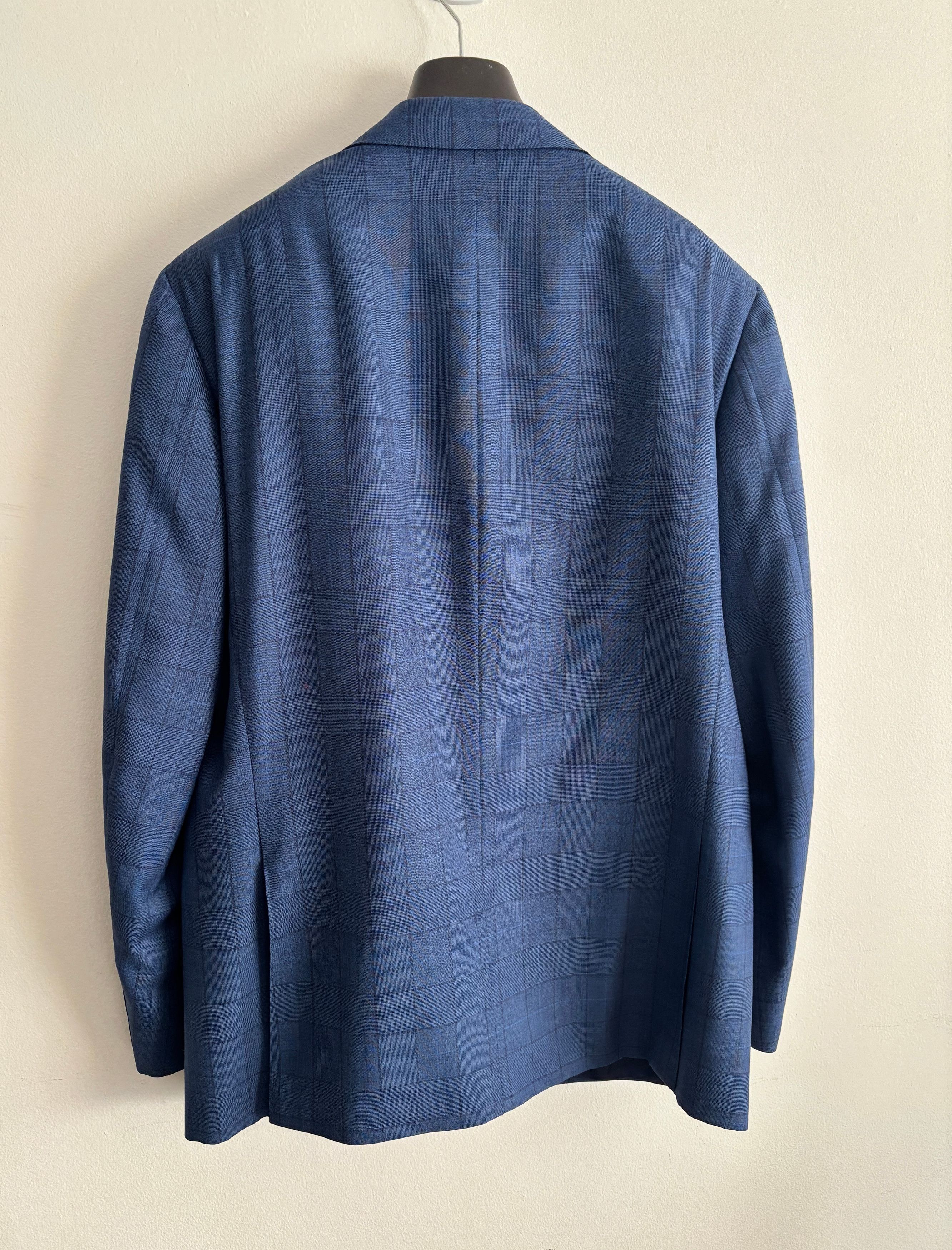 Canali $2100 Windowpane Check Blue Suit - Size 46. Pants 36-37 Size 46R - 11 Thumbnail
