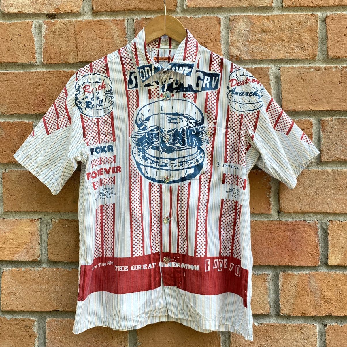 Japanese Brand RNA. Not free kissing Red and White Striped Graphic Shirt Size US M / EU 48-50 / 2 - 3 Thumbnail