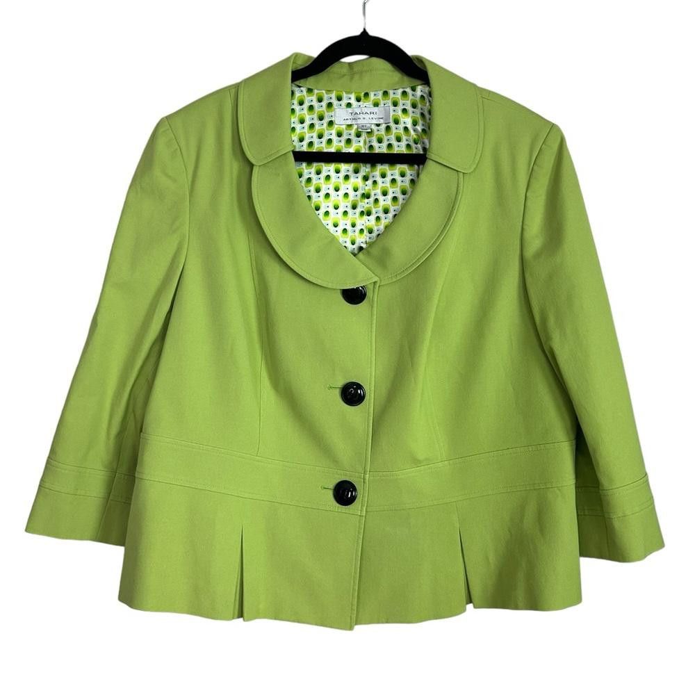 Elie Tahari Tahari l Lime Green Retro Blazer Jacket 18W Size XXL / US 16-18 / IT 52-54 - 1 Thumbnail