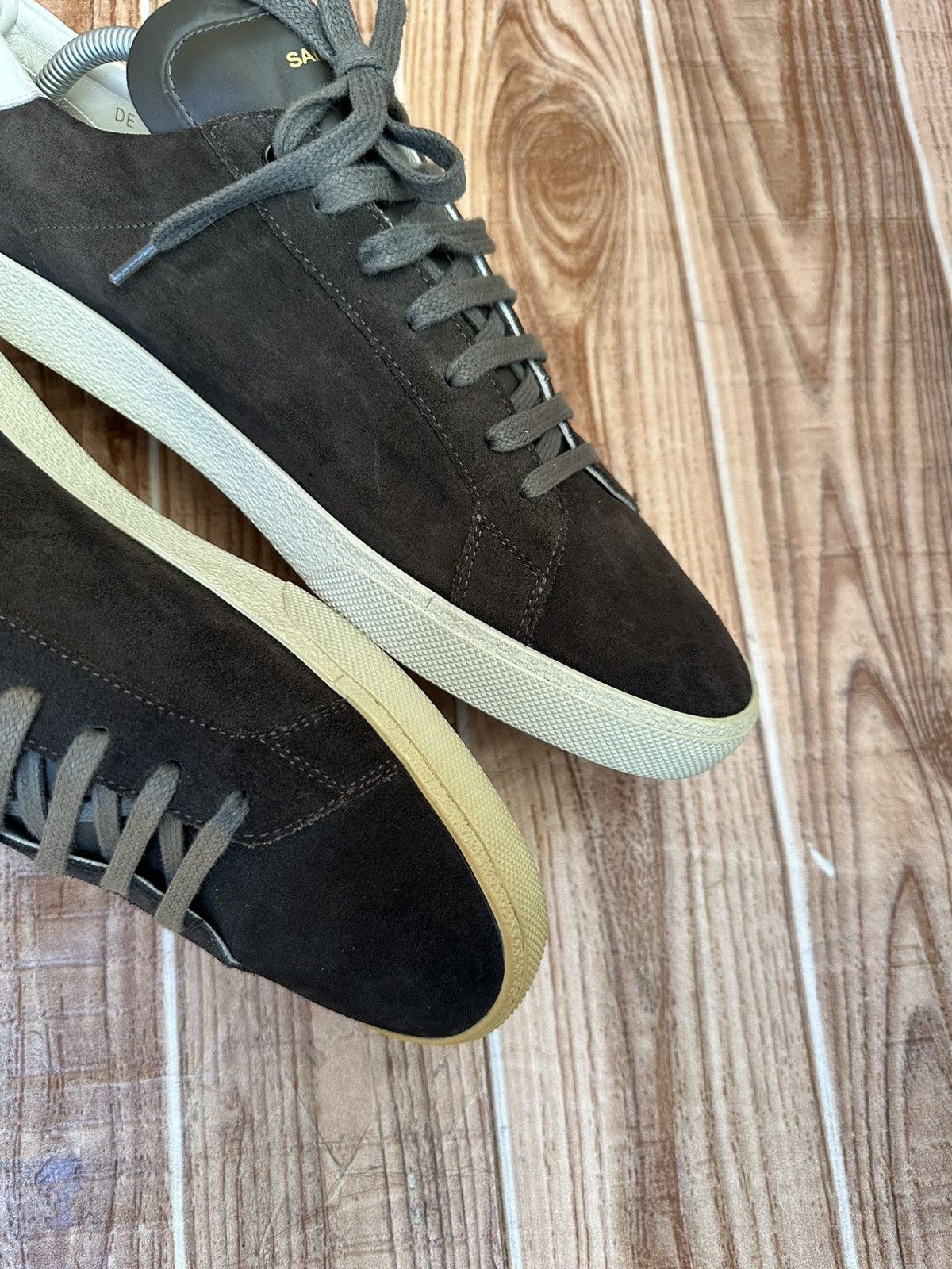 Saint Laurent Paris Saint Laurent HEDI SLI Court Classic Low-Top Suede Trainers Size US 12 / EU 45 - 9 Thumbnail