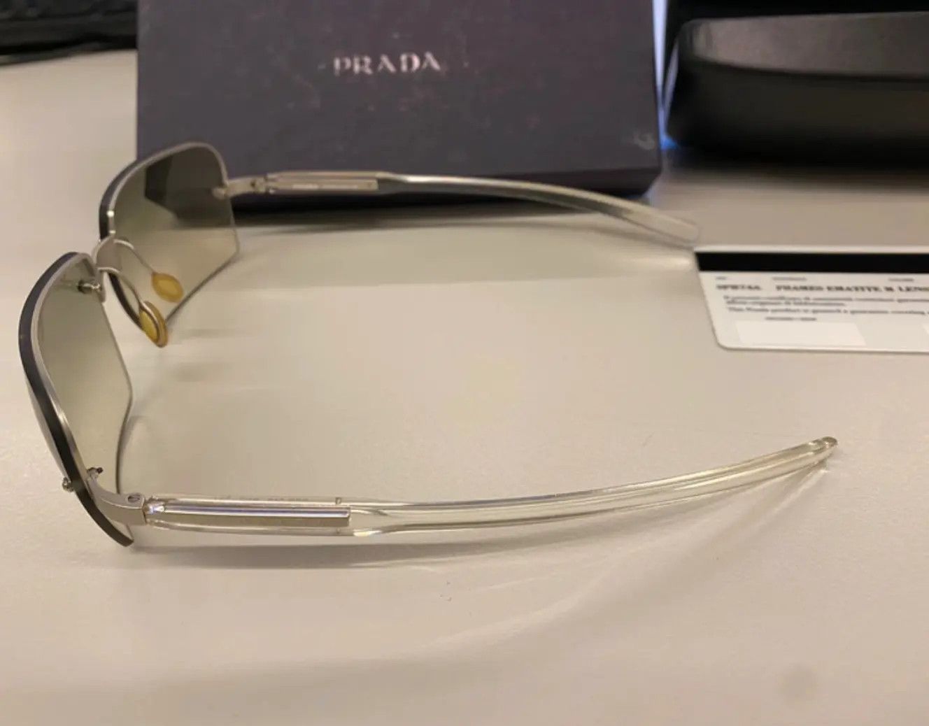Prada PRADA Sunglasses Rimless Sport Metal Frame Shield Wrap Size ONE SIZE - 3 Thumbnail