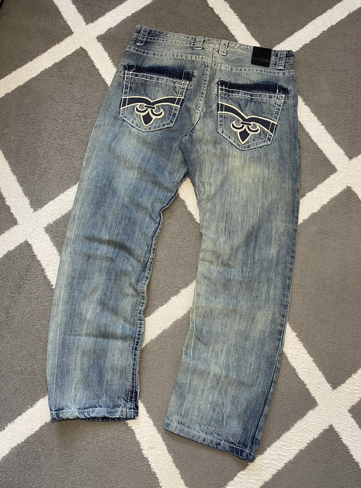 Affliction × True Religion × Vintage Project Mayhem vintage look washed denim straight pants Size US 36 / EU 52 - 5 Thumbnail