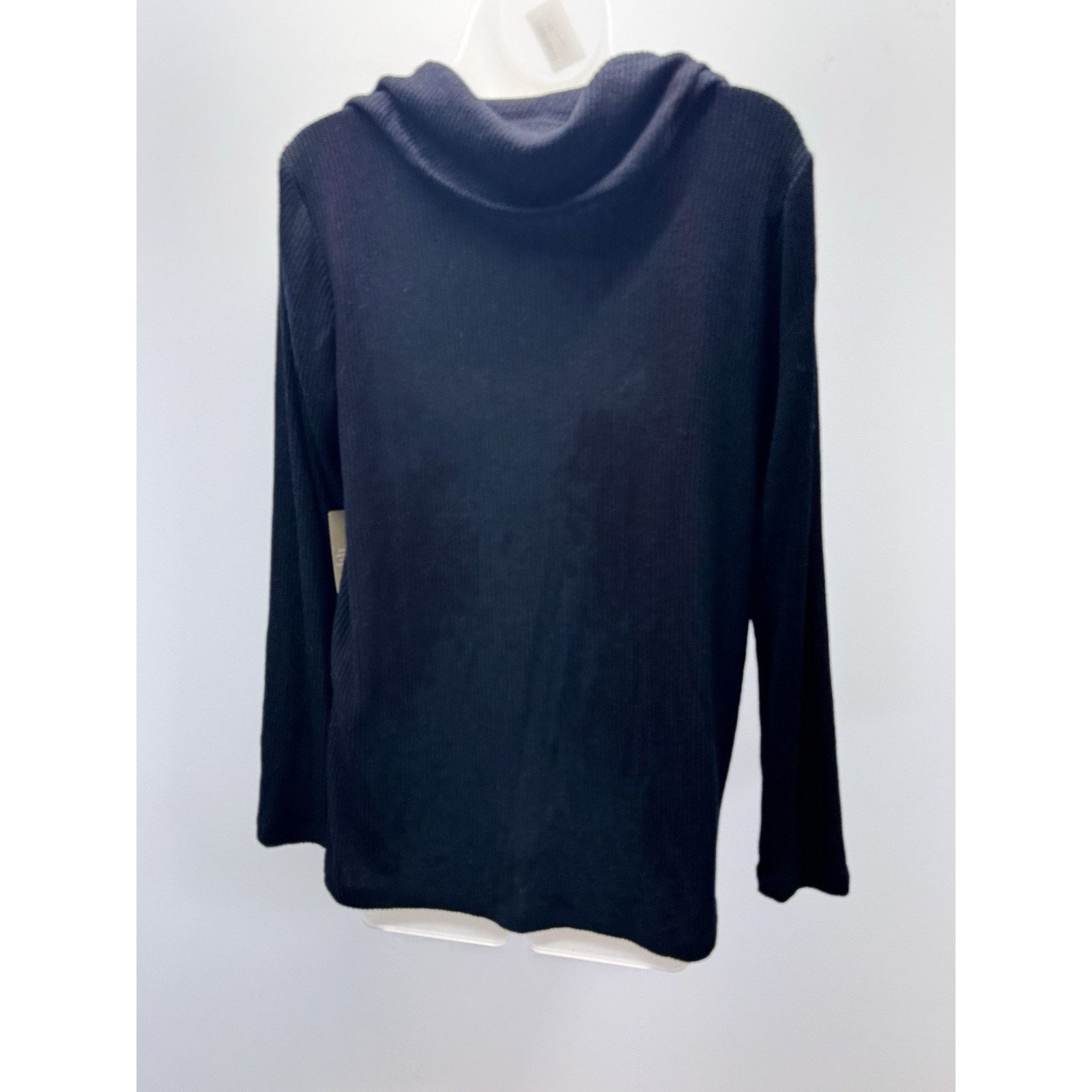 Chicos CHICOS Black Rayon Blend Split Cowl Neck Long Sleeve Tunic Size S / US 4 / IT 40 - 4 Thumbnail