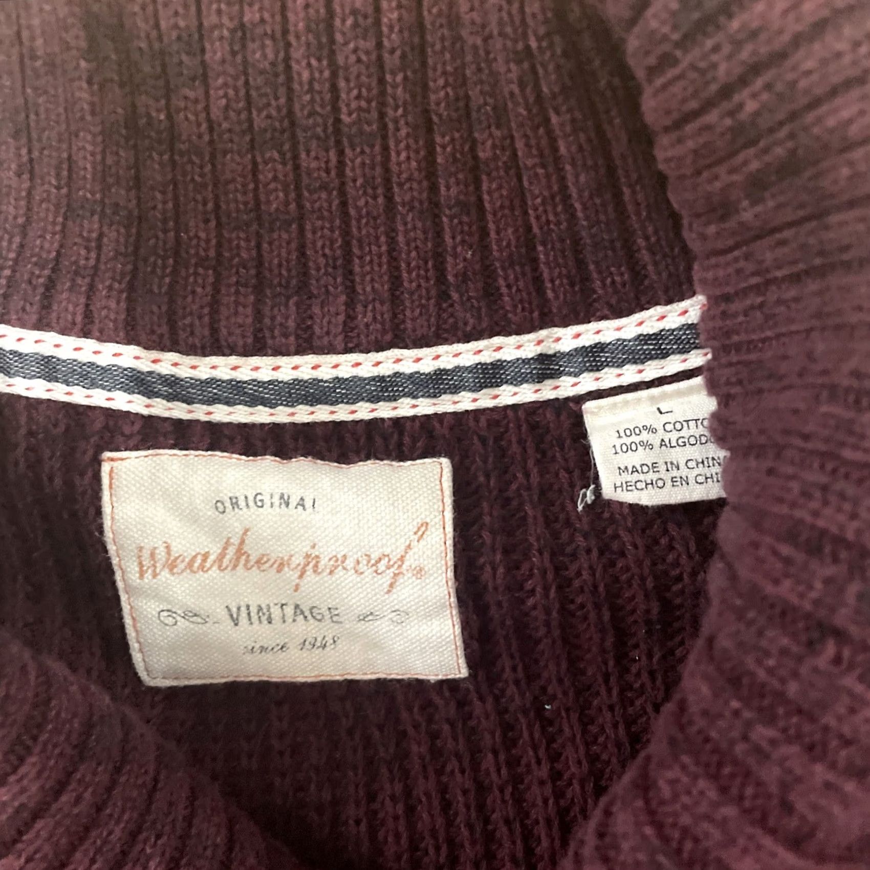 Weatherproof VINTAGE WEATHERPROOF Sweater Men L Cowl Neck Red Maroon Heavy Pullover L Shirt Size US L / EU 52-54 / 3 - 4 Thumbnail