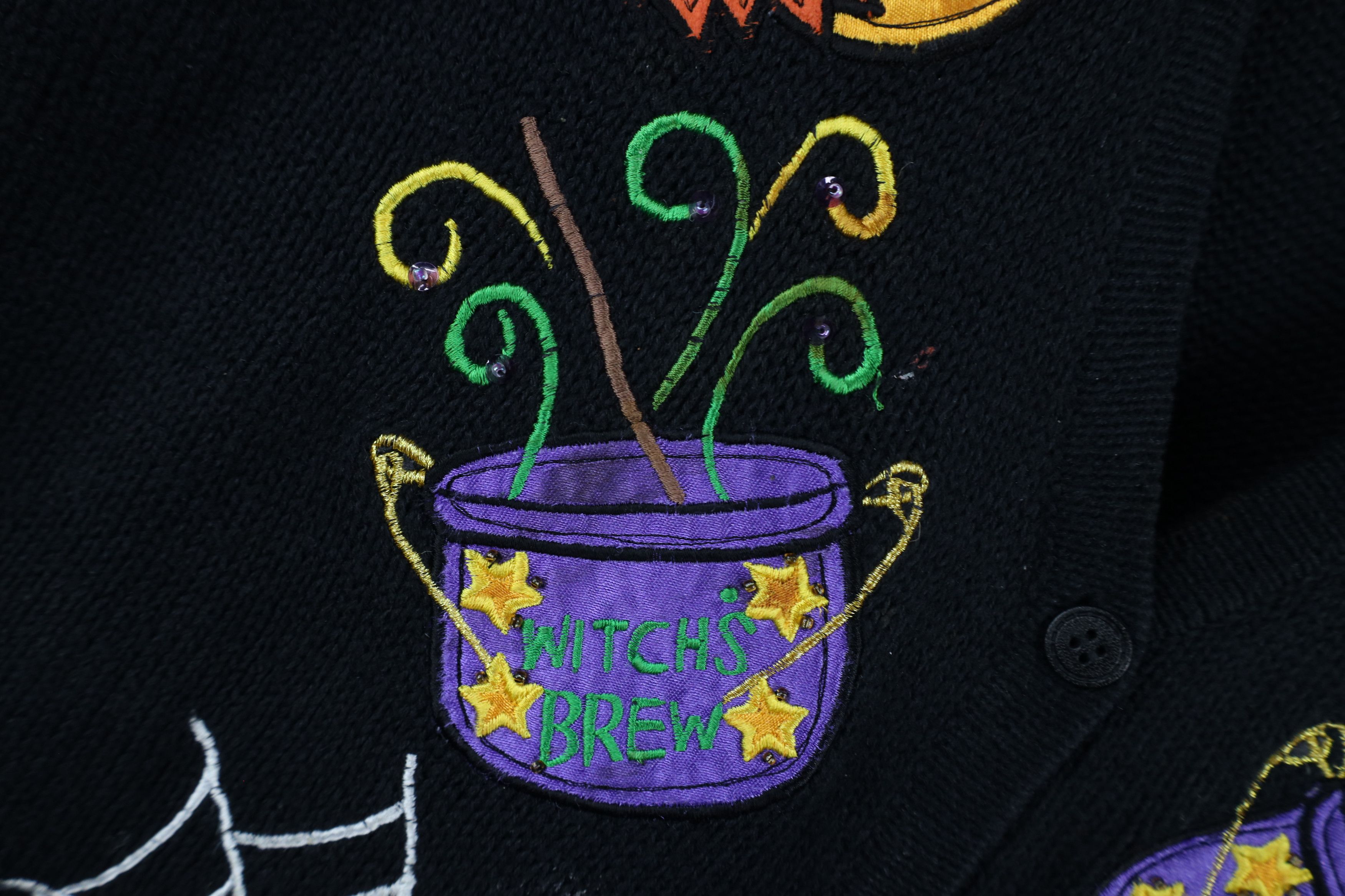 Vintage Vintage 90s Streetwear Witch Bat Cardigan Sweater Vest Black Size XXL / US 16-18 / IT 52-54 - 5 Thumbnail