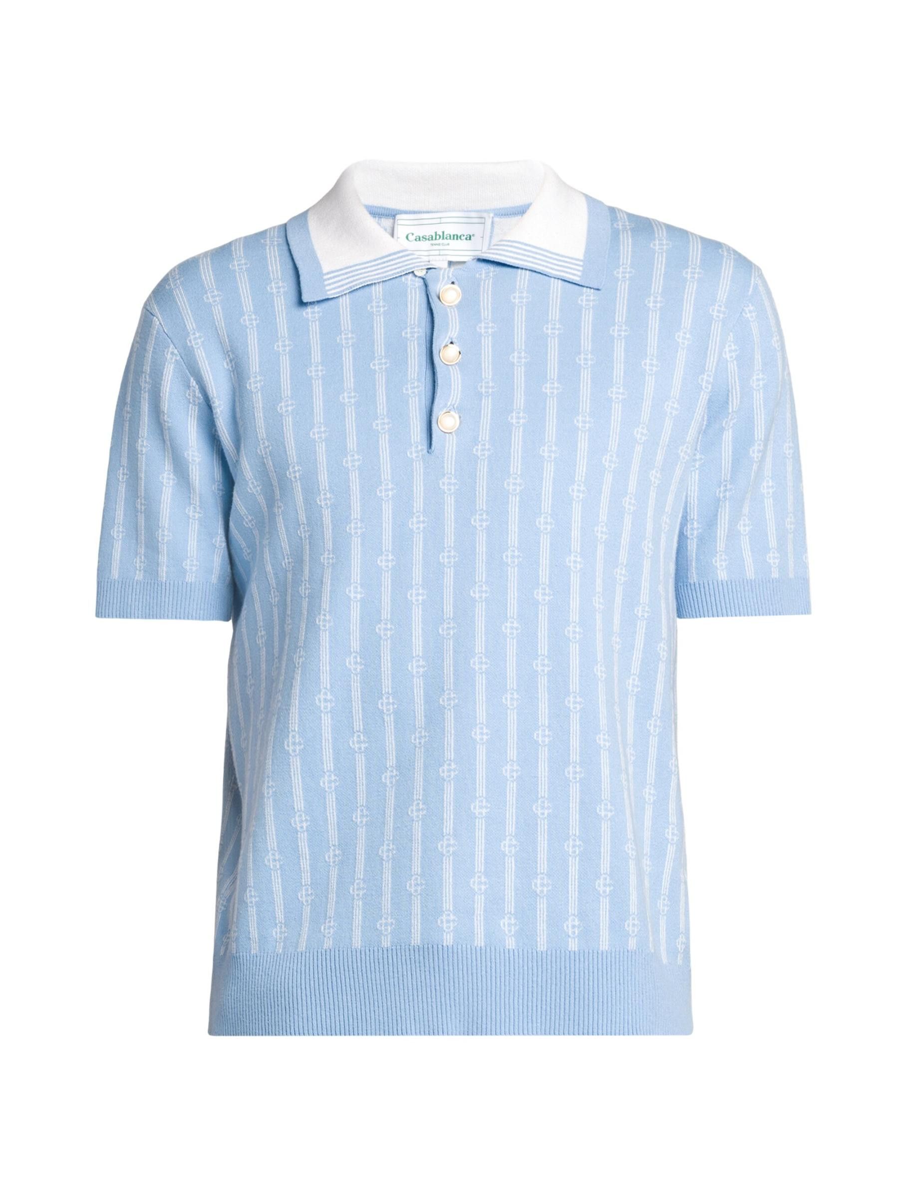 Casablanca os11x0725 Monogram Polo Shirt in Blue Size US L / EU 52-54 / 3 - 1 Thumbnail