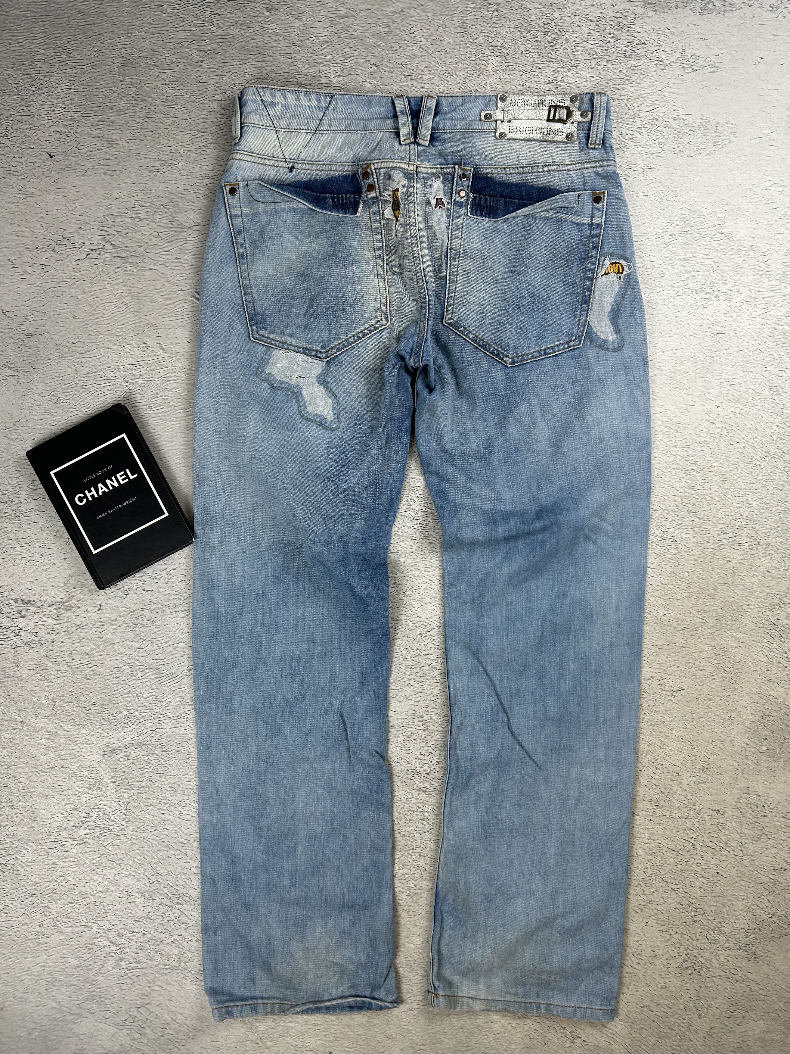Japanese Brand Distressed Denim Jeans Patchwork Straight Leg Ripped Size US 34 / EU 50 - 2 Thumbnail
