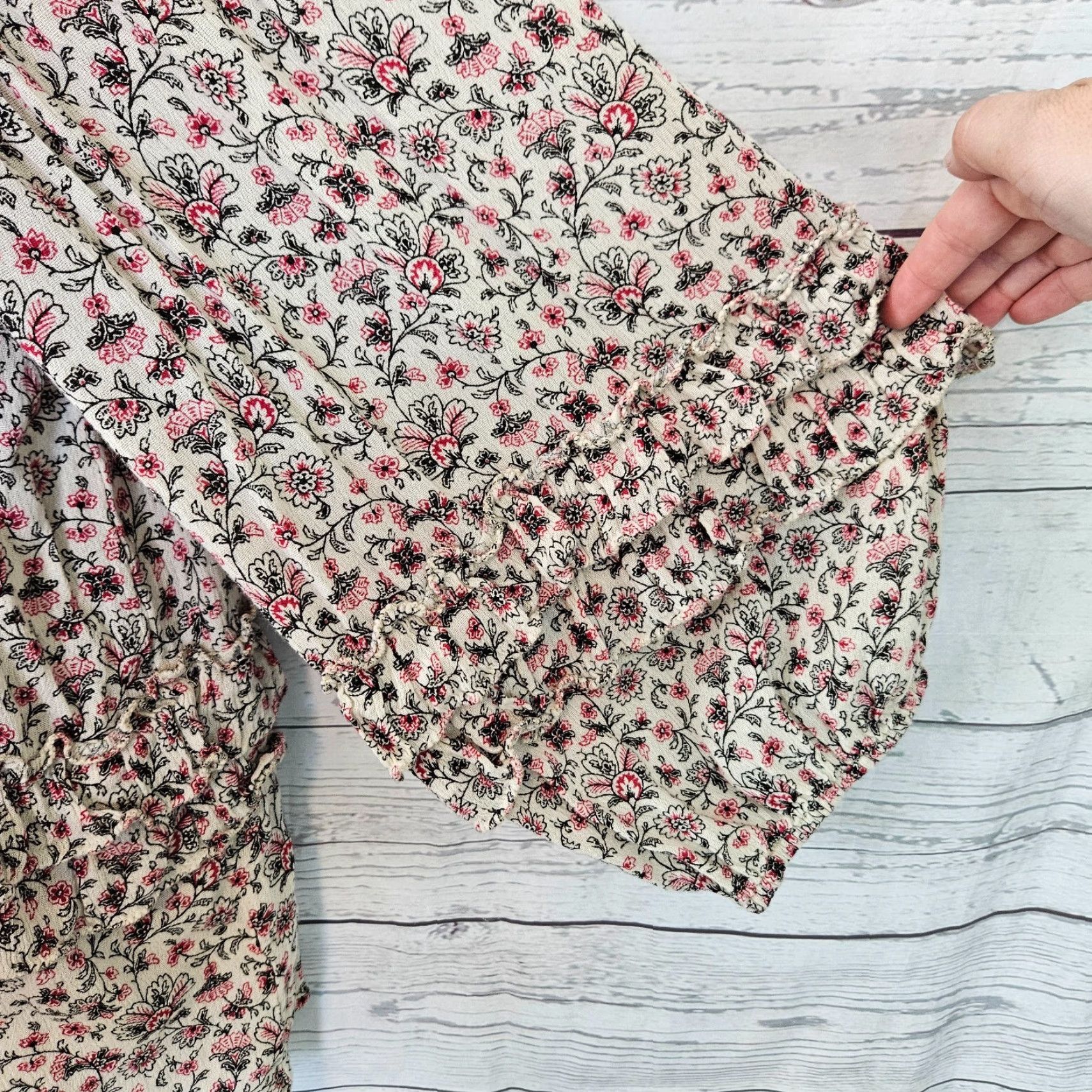 Vintage VINTAGE Denim & Supply Ralph Lauren Womens Boho Top Sz Large Red Black Floral Cotton... Size L / US 10 / IT 46 - 3 Thumbnail