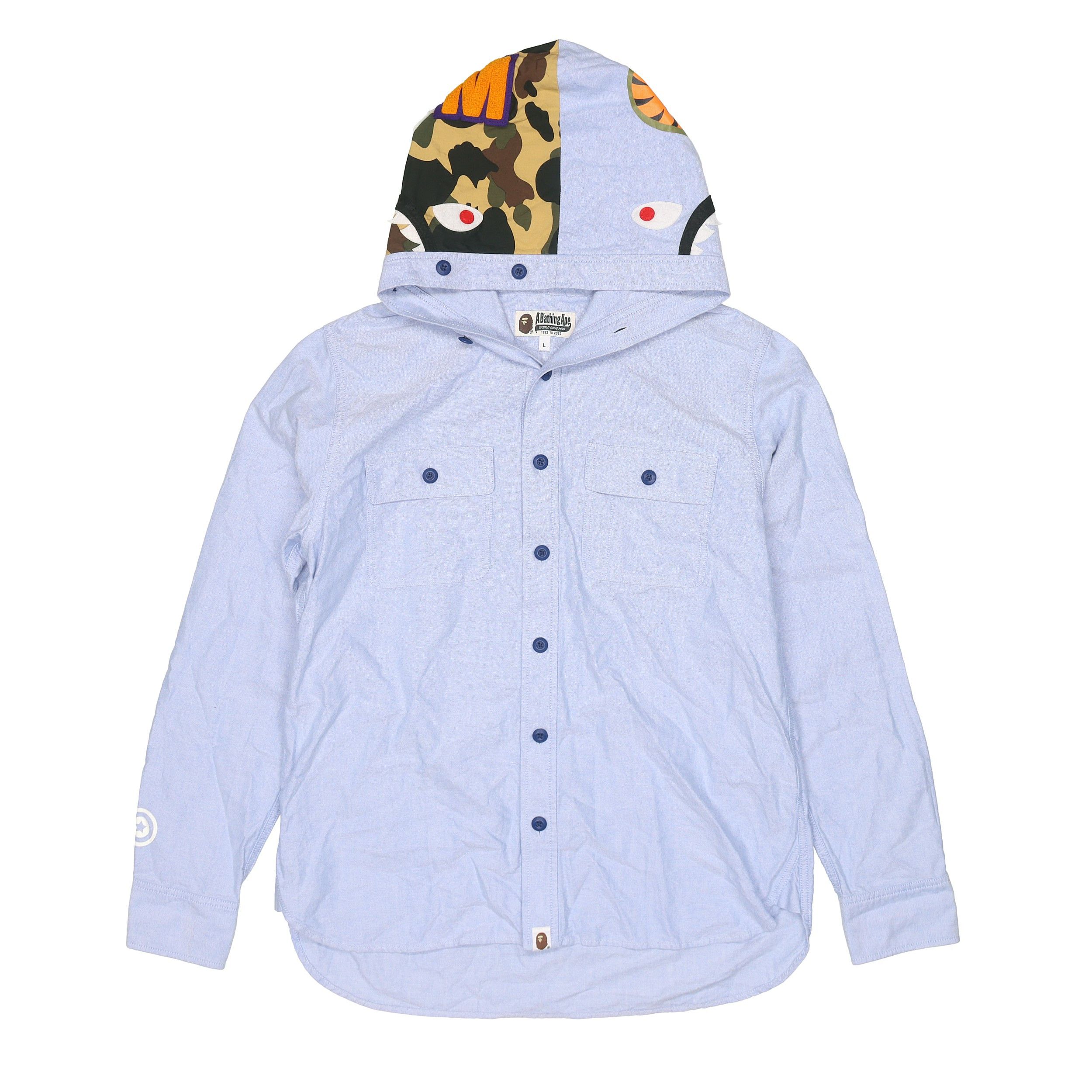 Bape A Bathing Ape Camo Shark Button Up Shirt Size L Size US L / EU 52-54 / 3 - 1 Thumbnail
