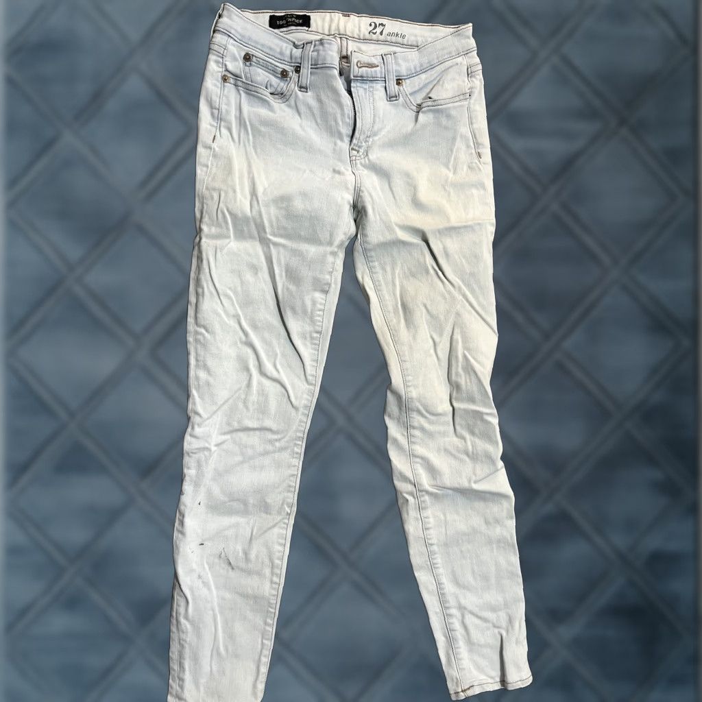 Vintage J Crew Toothpick Skinny Jeans solid Light Blue Summer Size 27 Ankle Size 27" / US 4 / IT 40 - 1 Thumbnail