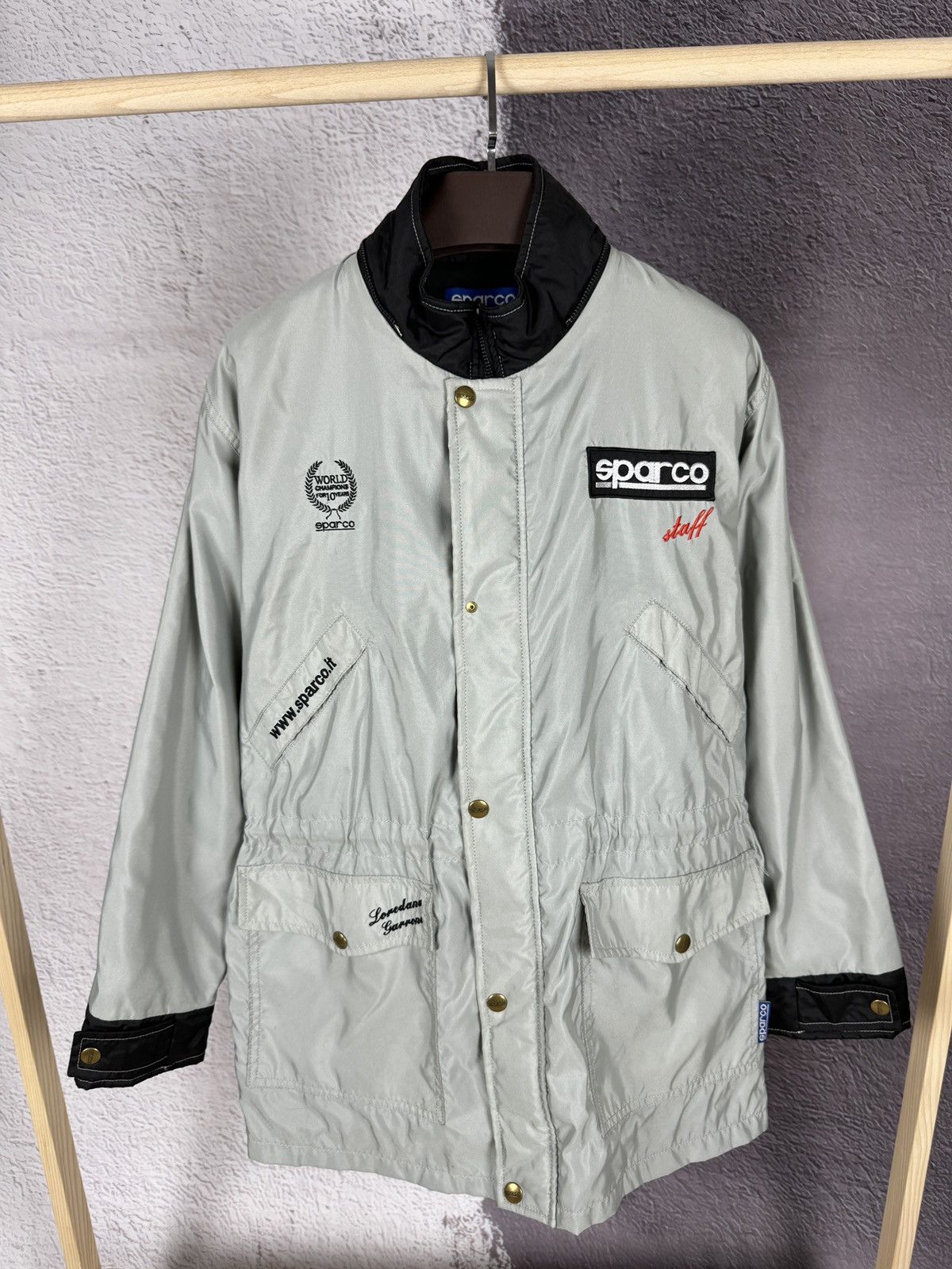 Vintage Sparco vintage racing France big logo nylon jacket grey S Size US S / EU 44-46 / 1 - 1 Thumbnail