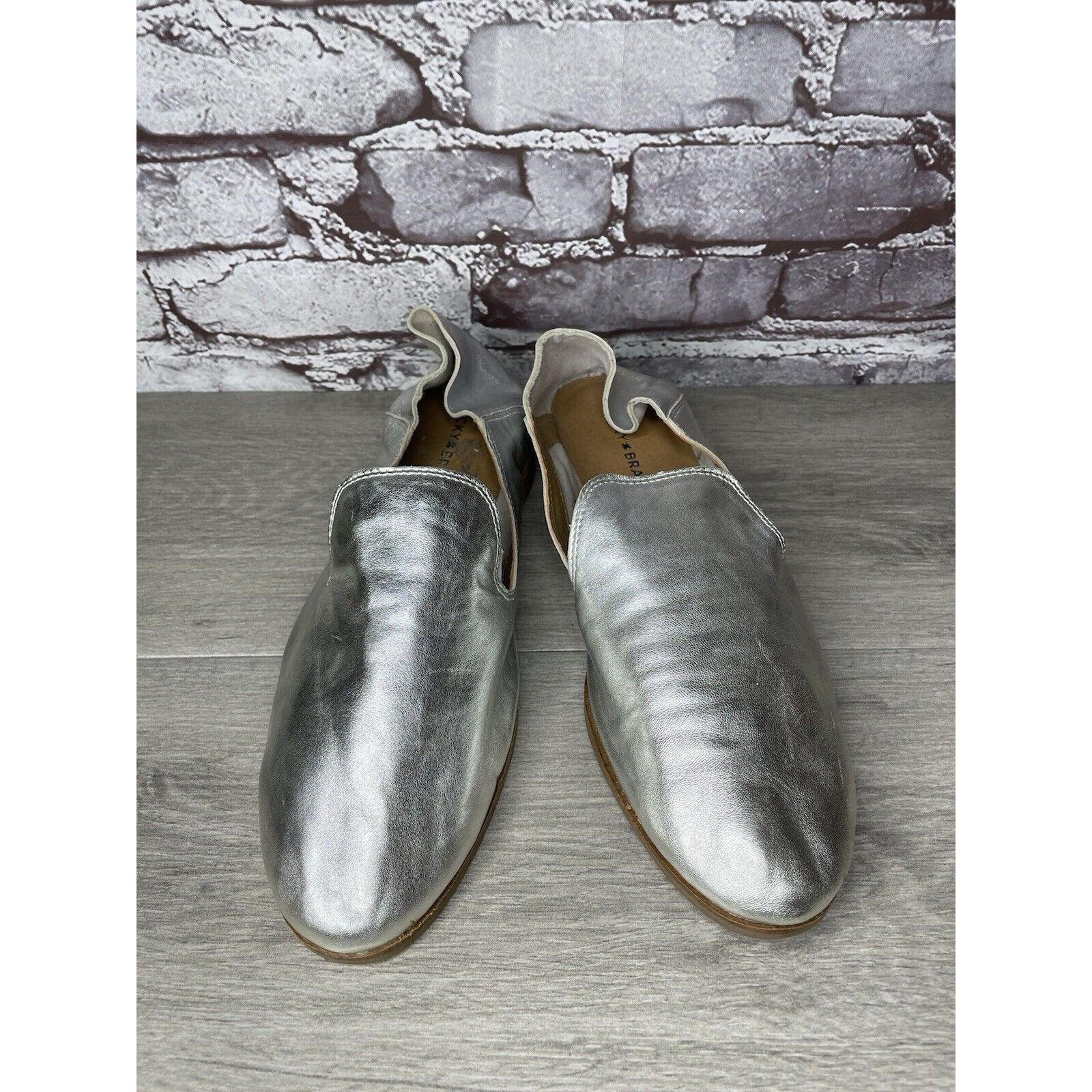 Lucky Brand Lucky Brand Metallic Silver Leather Slip On Loafers Flats Sh Size US 11 / IT 41 - 20 Thumbnail