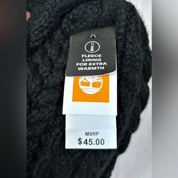 Timberland Timberland Black Fleece Lined Cable Knit Beanie Hat~OS~New Size ONE SIZE - 9 Thumbnail