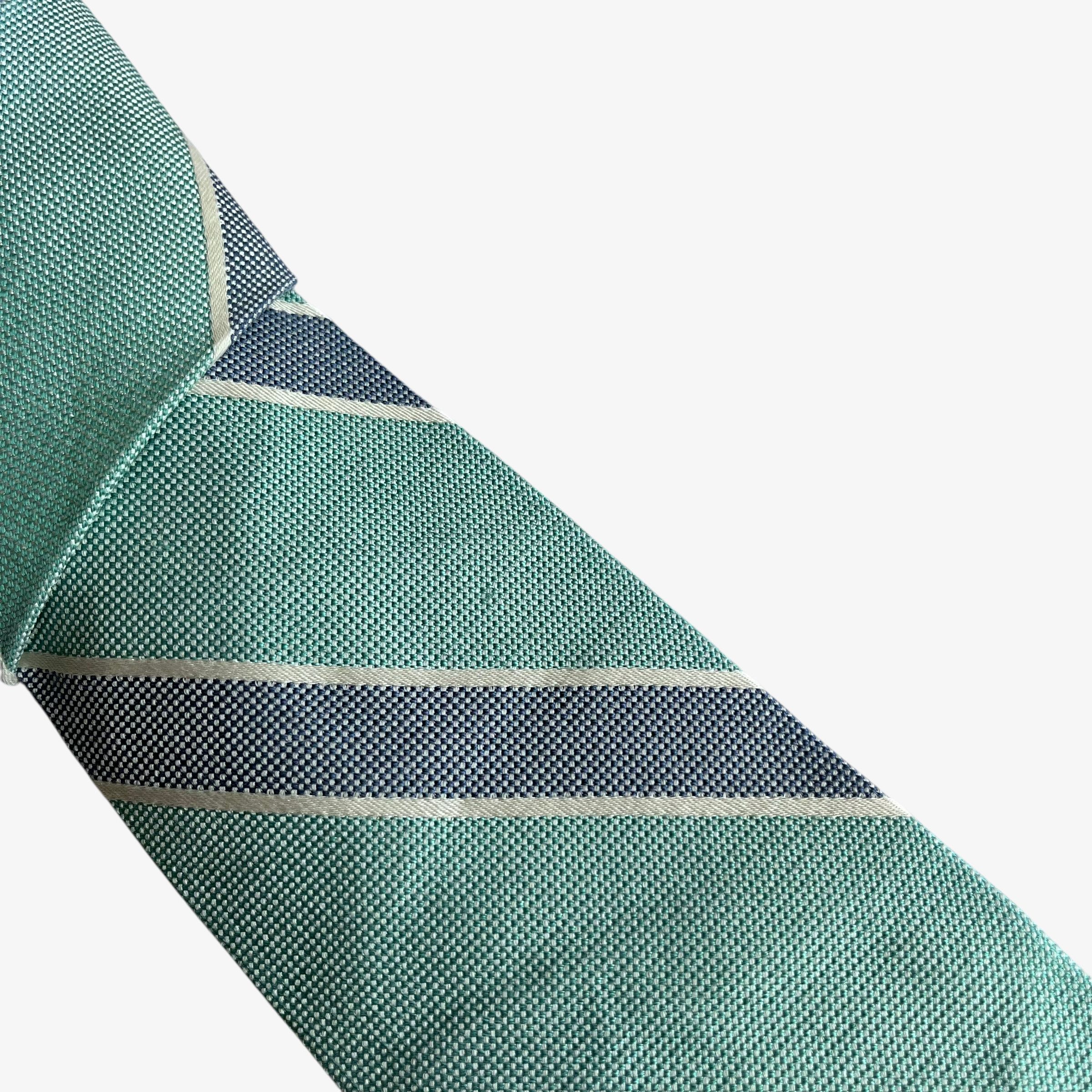 Tommy Hilfiger Vintage 90s Tommy Hilfiger Green & Blue Striped Silk Tie Size ONE SIZE - 4 Thumbnail