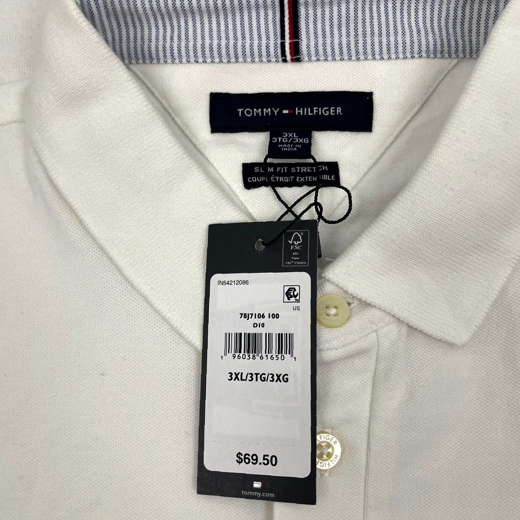 Tommy Hilfiger Tommy Hilfiger Polo Shirt Mens 3XL Slim Fit White Blue Striped Preppy Casual Shirt Regular Size Mens Size US XXL / EU 58 / 5 - 2 Thumbnail