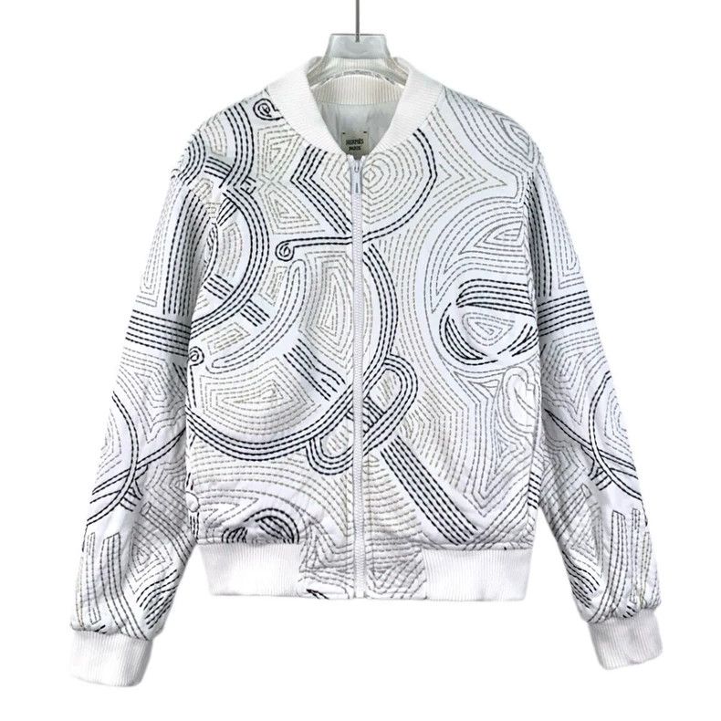 Hermes Hermes White Embroidered Cotton Jacket Size M / US 6-8 / IT 42-44 - 1 Thumbnail