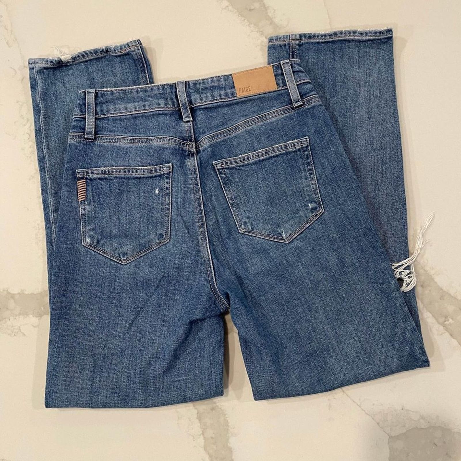 Paige Paige Sarah Straight Ankle Button Fly Denim Jeans Women's 25 Size 25" / US 0 / IT 36 - 6 Thumbnail