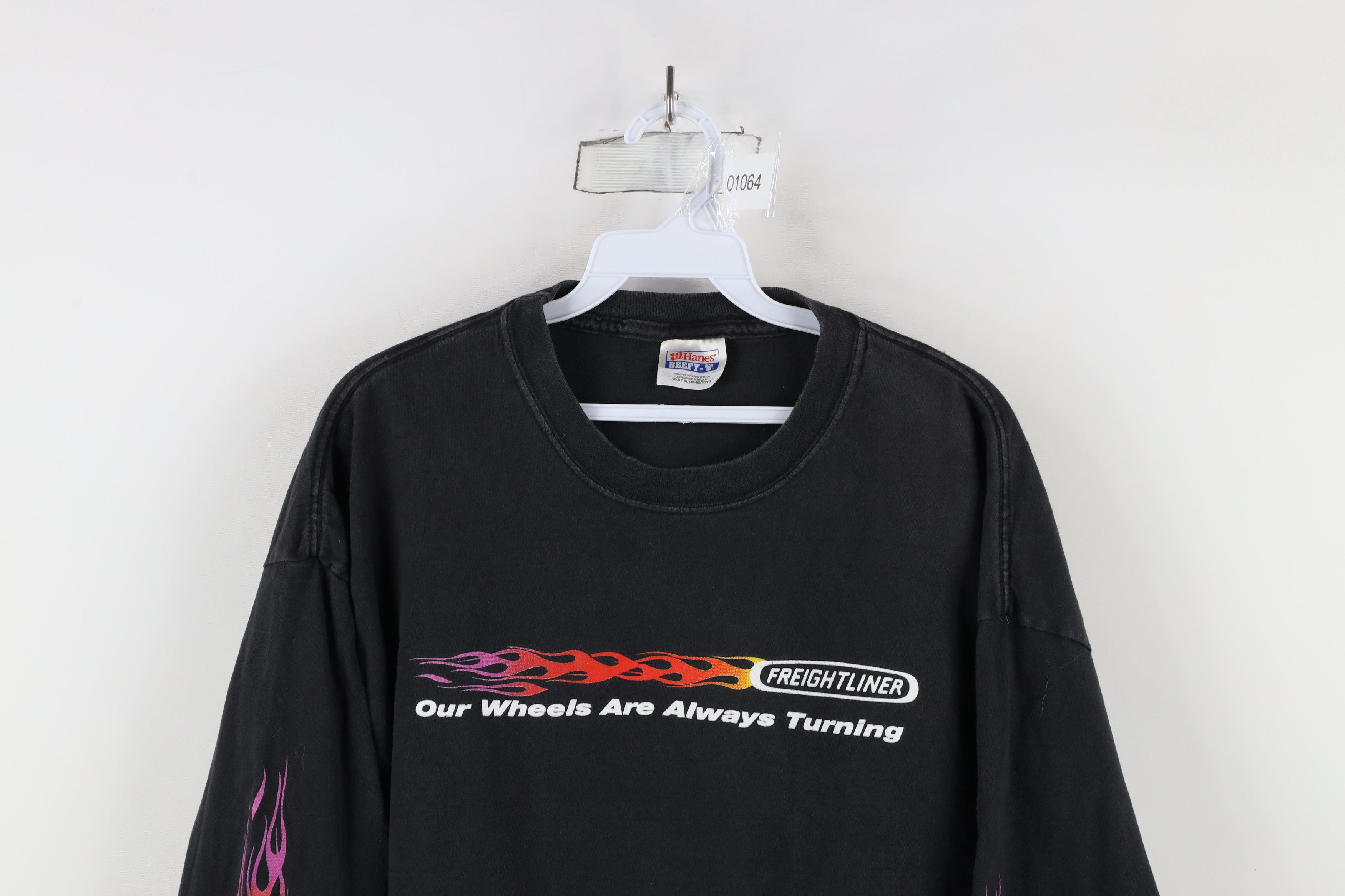 Vintage Vintage 90s Freightliner Fire Flames Long Sleeve T-Shirt Size US XL / EU 56 / 4 - 2 Thumbnail