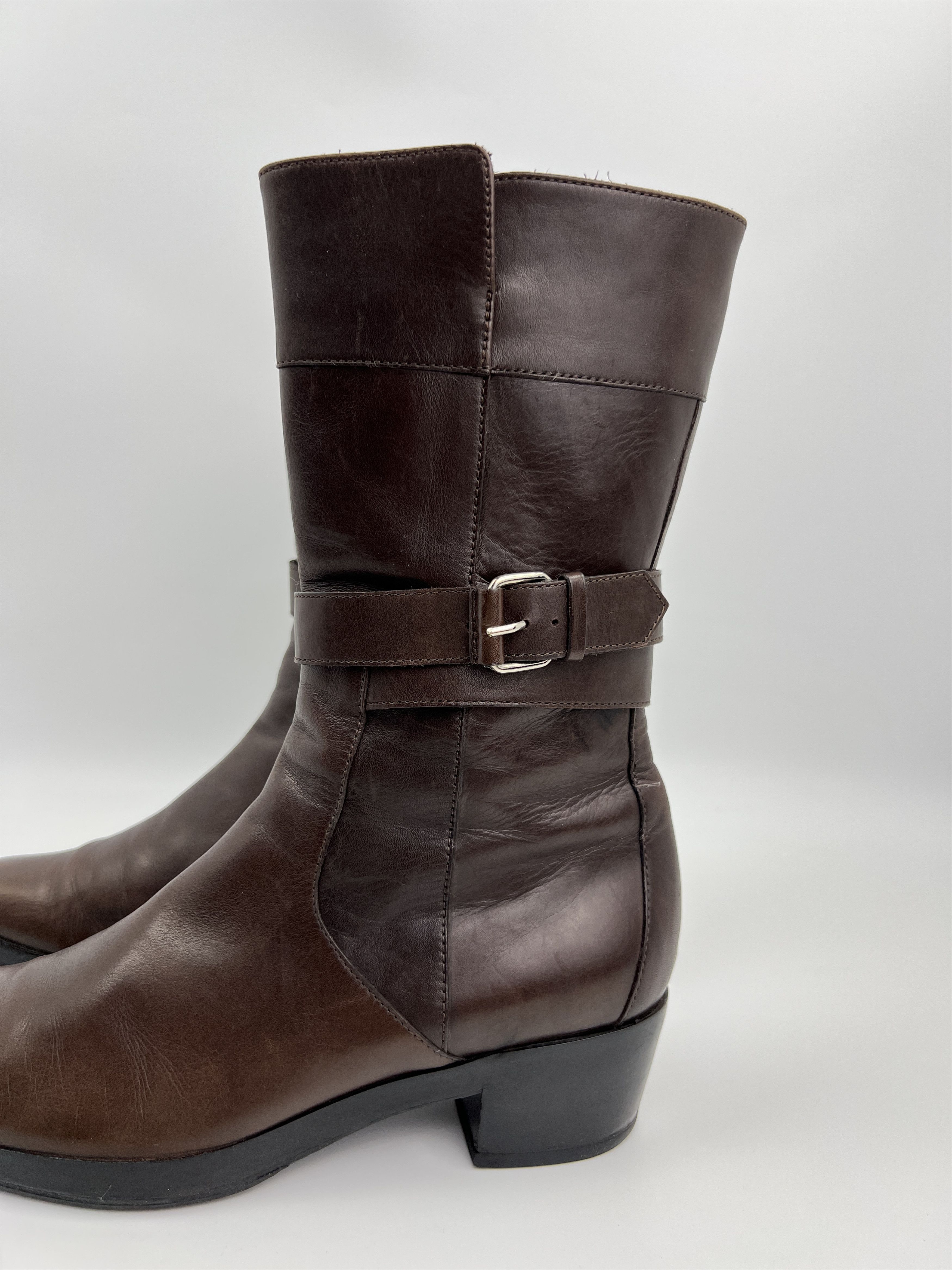 Balenciaga Vintage Balenciaga Brown Leather Moto Boots With Straps Size US 6 / IT 36 - 9 Thumbnail